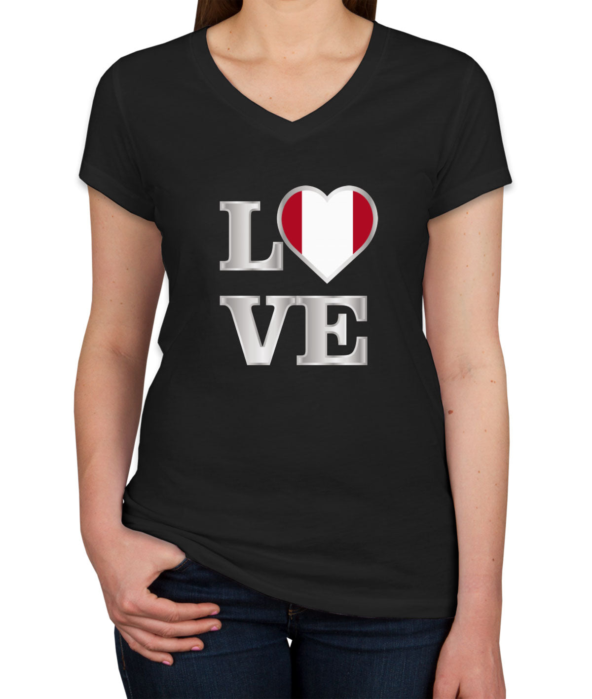 Peru Love Women's V Neck T-shirt