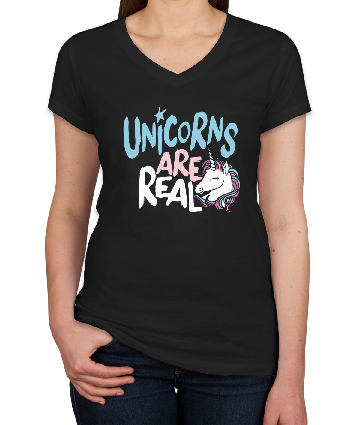 Unicorns Are Real Women's V Neck T-shirt