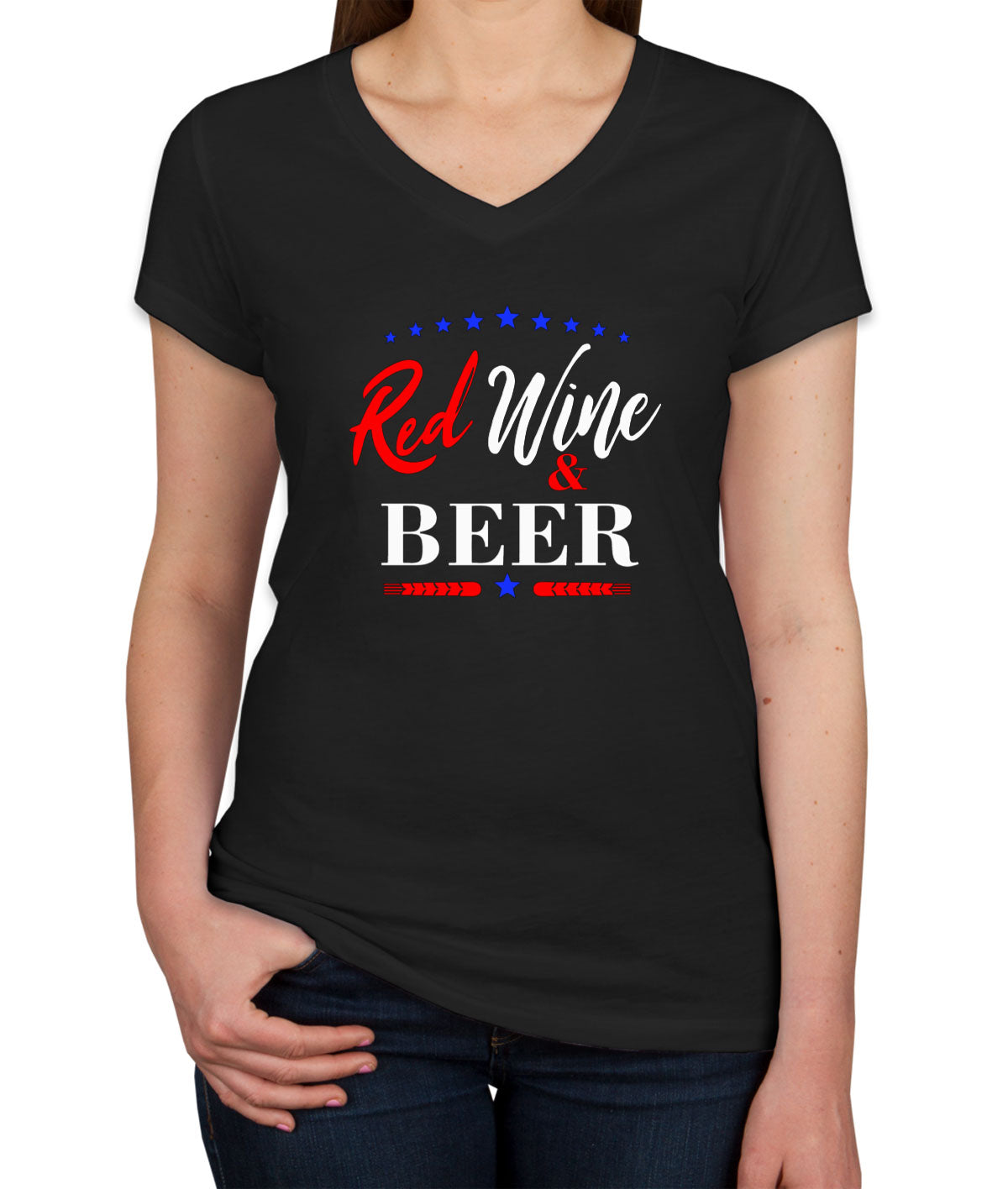 Red Wine And Beer Women's V Neck T-shirt