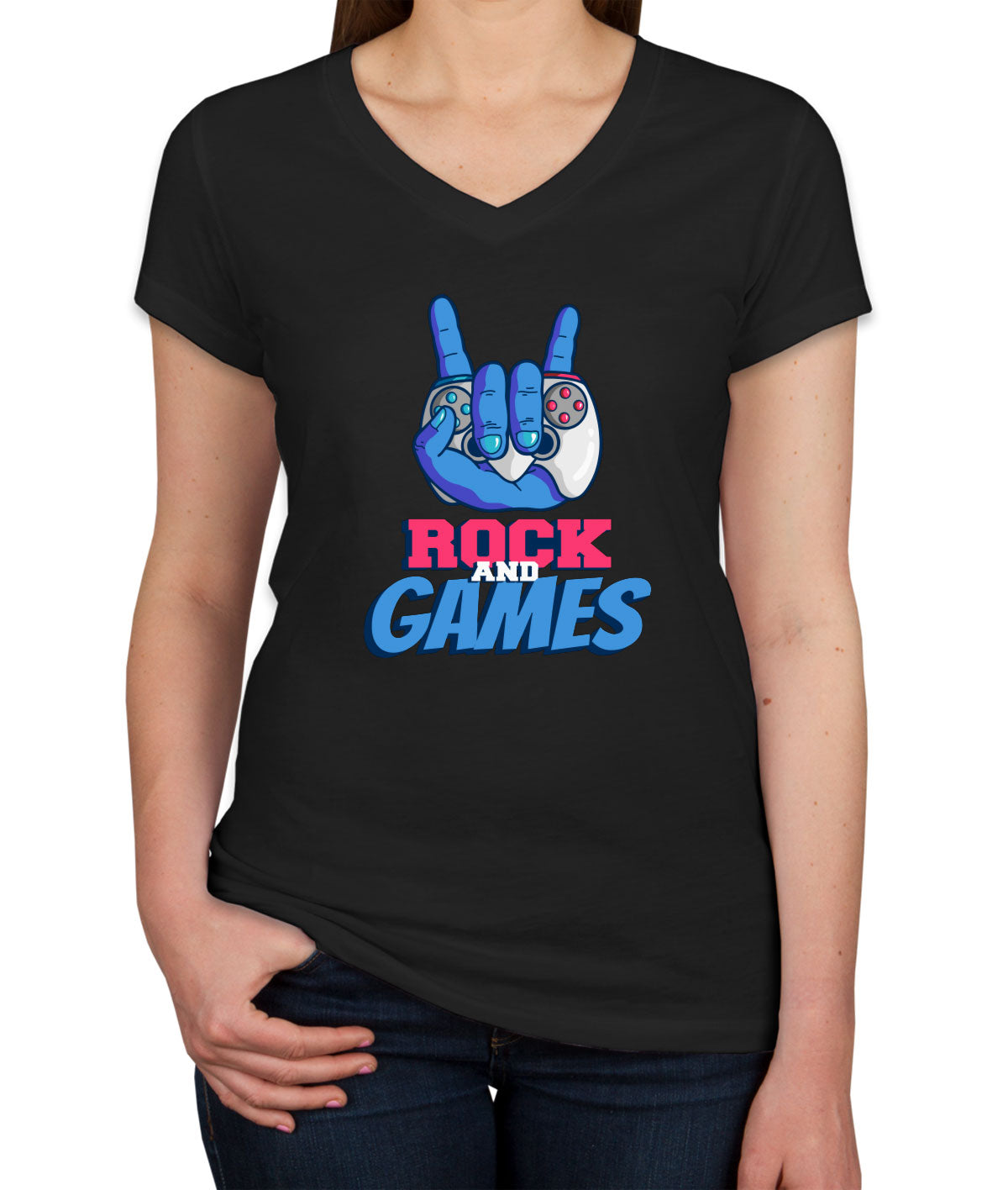 Rock And Games Women's V Neck T-shirt