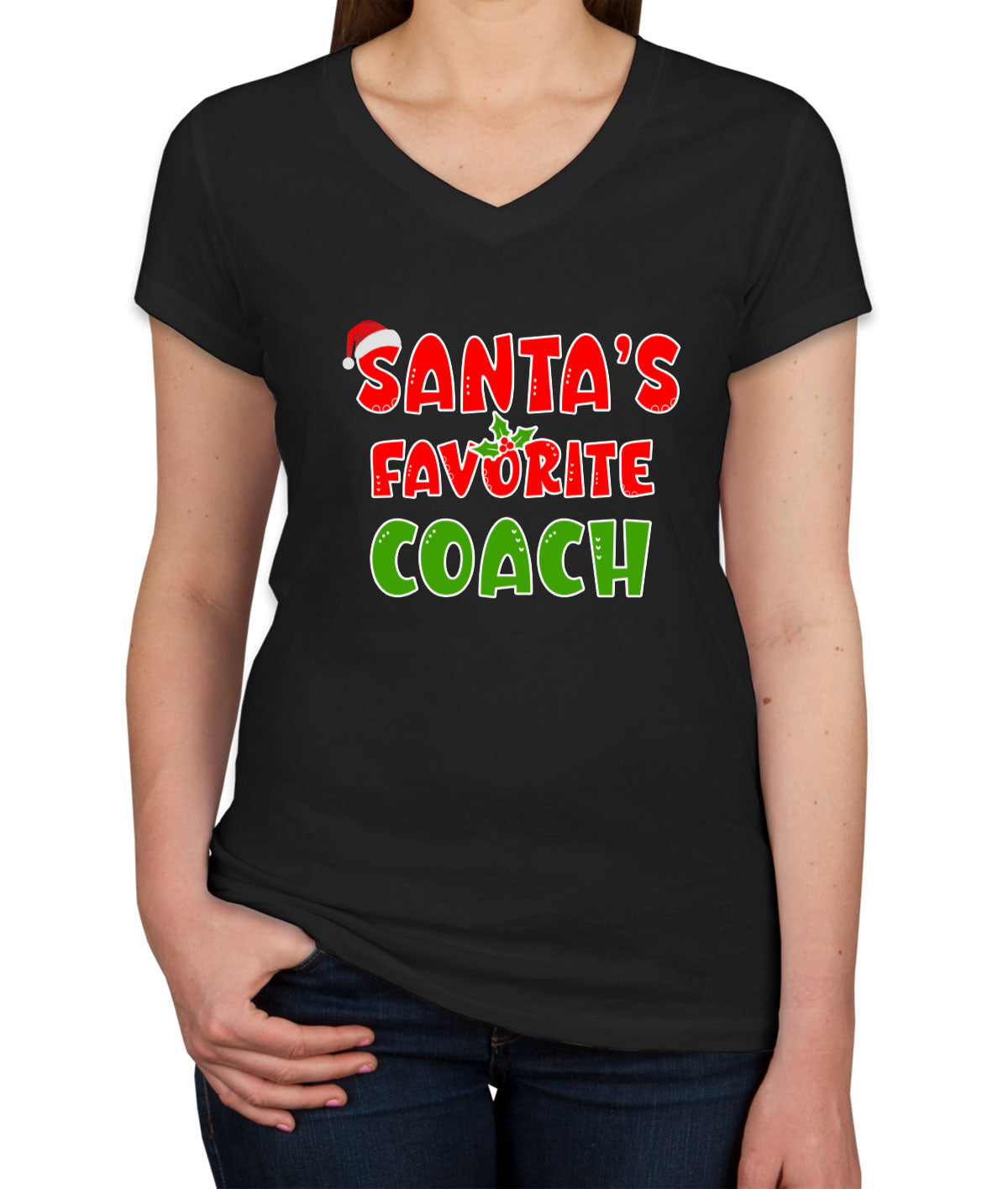 Santa's Favorite Coach Women's V Neck T-shirt