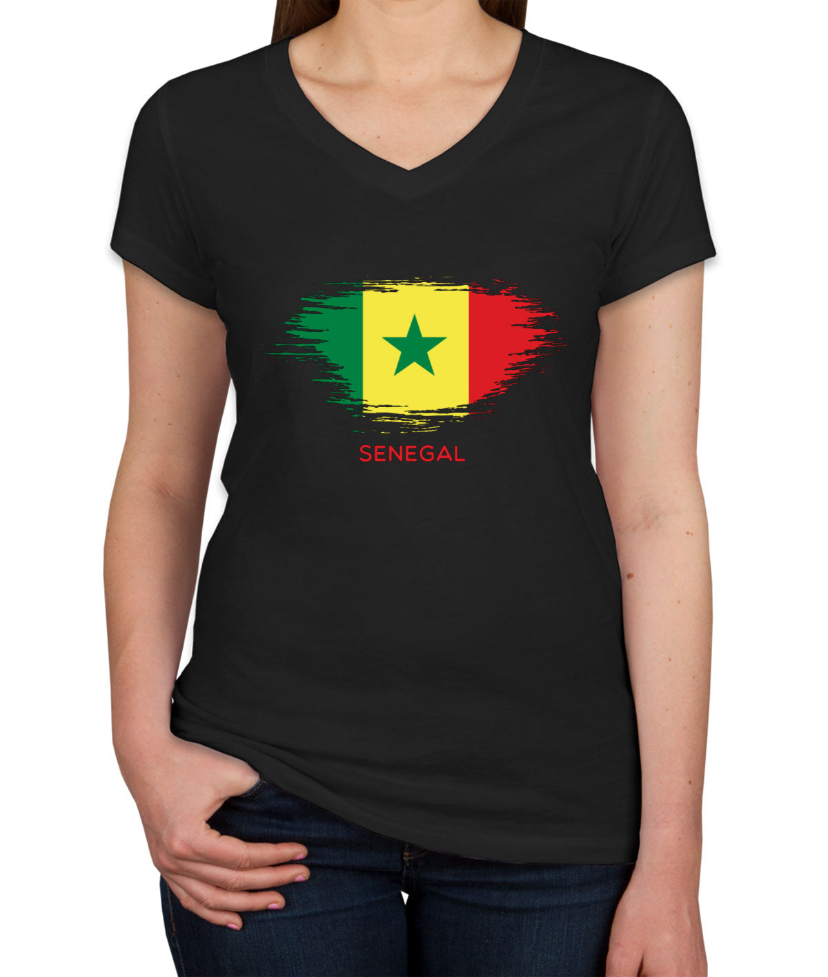 Senegal Flag Women's V Neck T-shirt