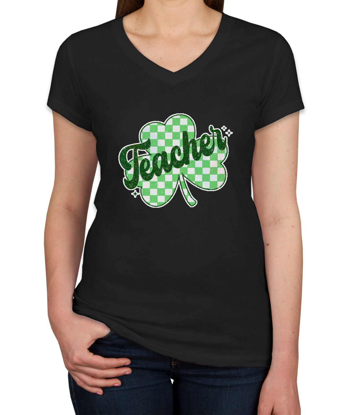 Shamrock Teacher St. Patrick's Day Women's V Neck T-shirt