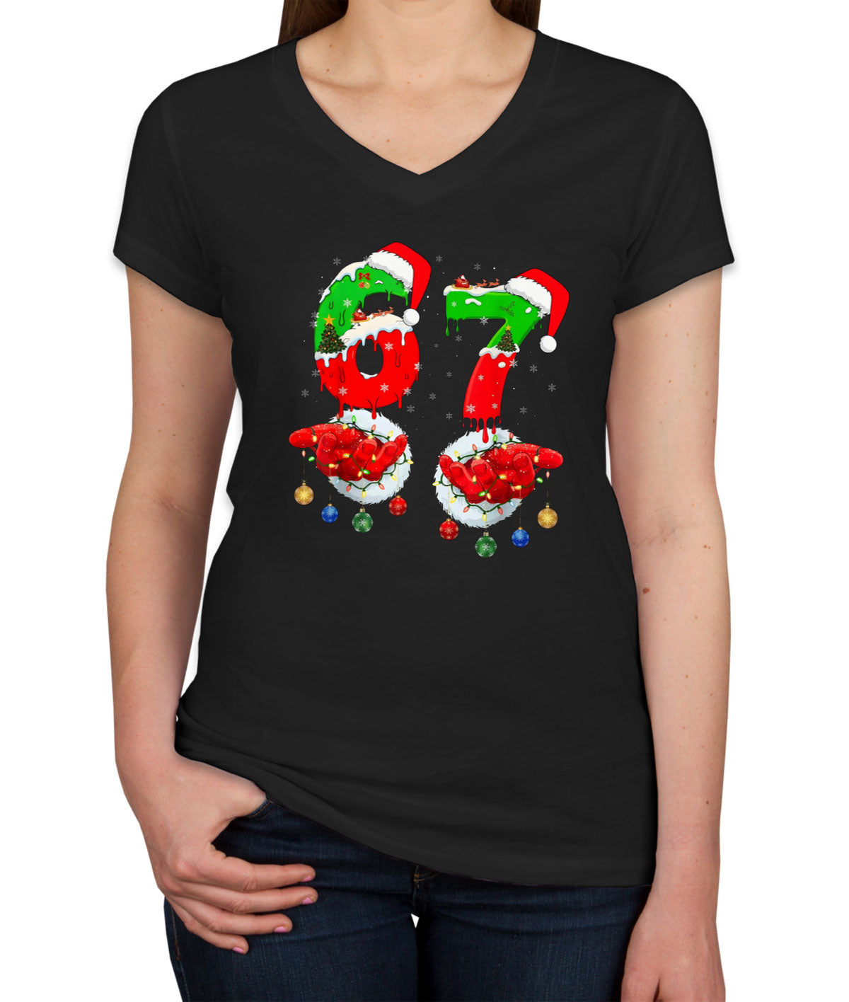 67 Sixty Seven Christmas Women's V Neck T-shirt