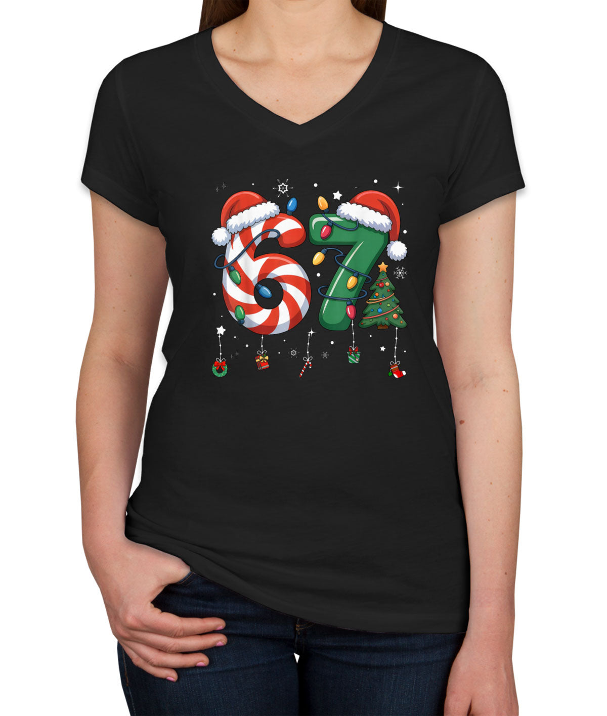 67 Sixty Seven Christmas Women's V Neck T-shirt