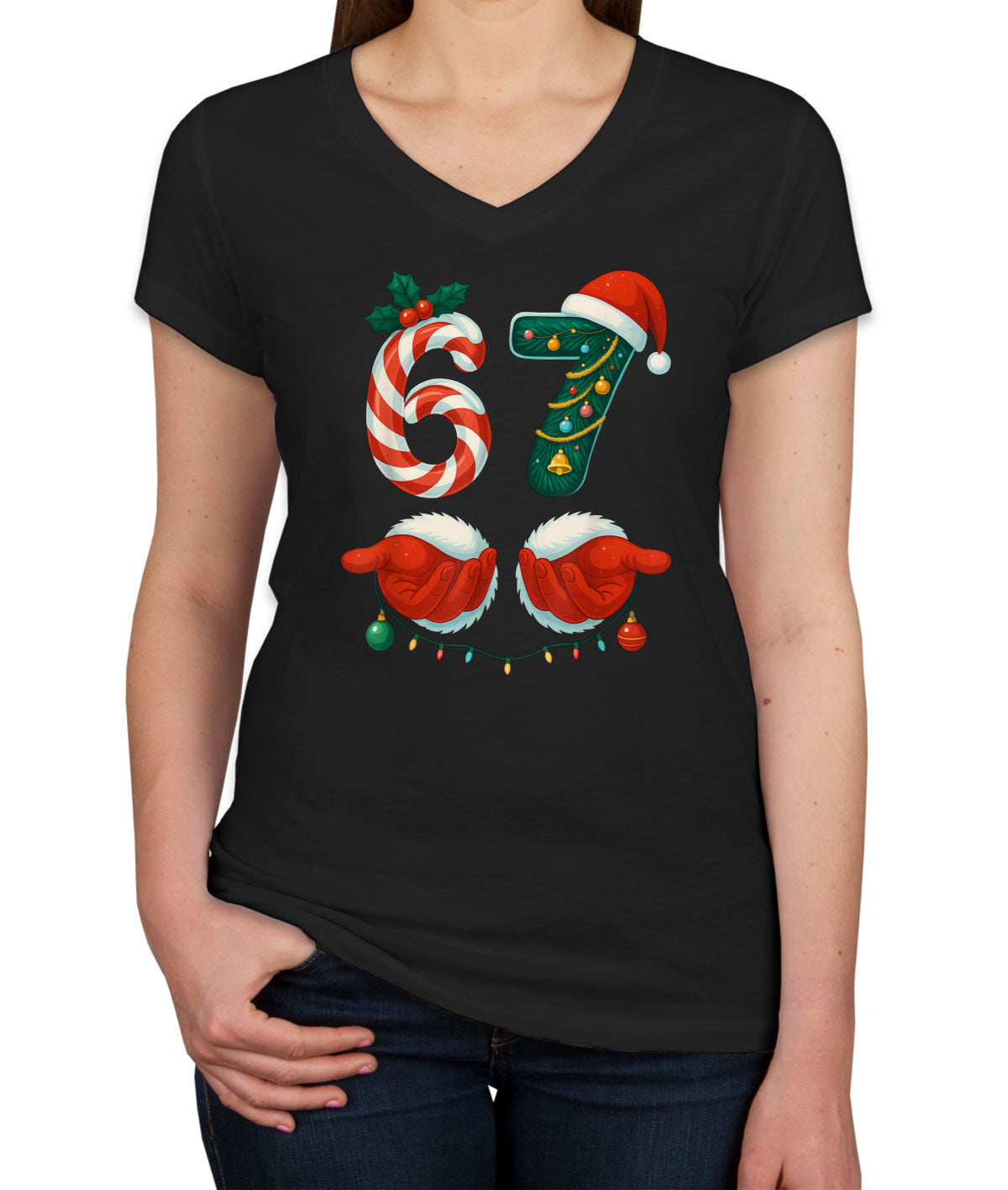 67 Sixty Seven Christmas Women's V Neck T-shirt