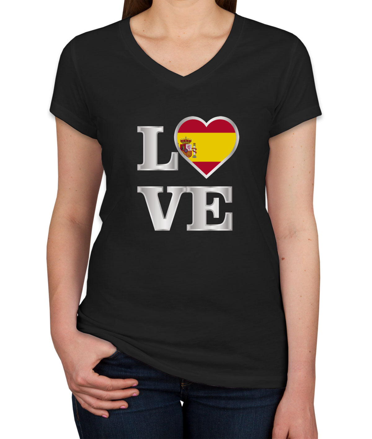 Spain Love Women's V Neck T-shirt