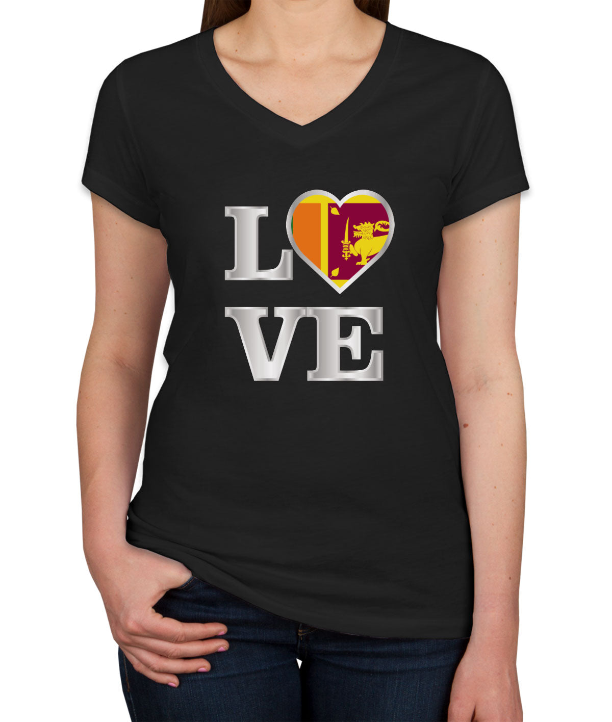 Sri Lanka Love Women's V Neck T-shirt