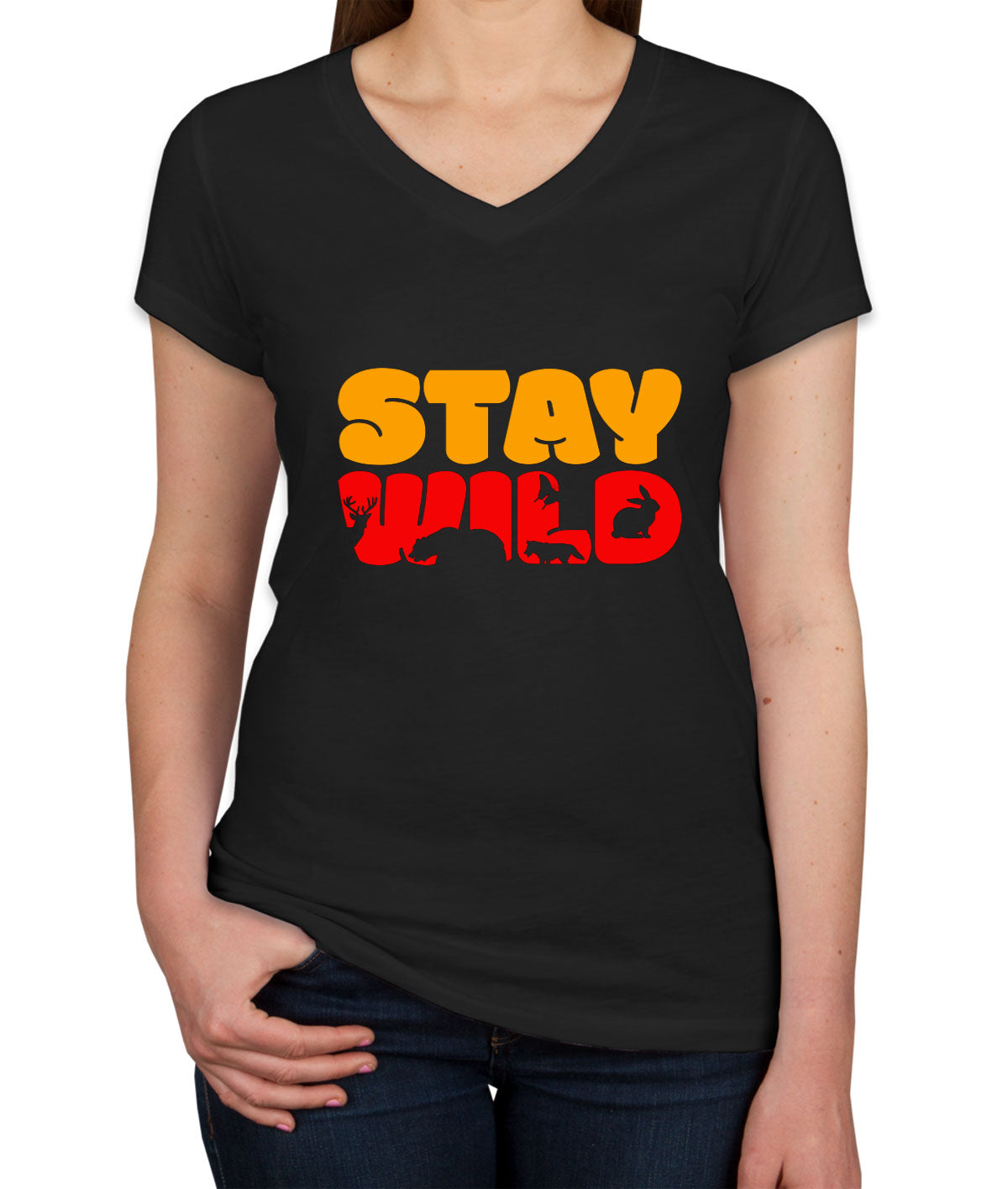 Stay Wild Camp Women's V Neck T-shirt