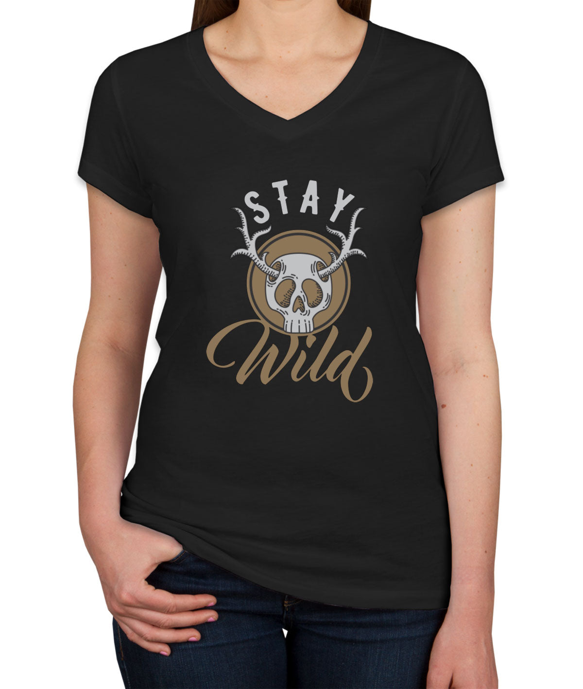 Stay Wild Camping Women's V Neck T-shirt