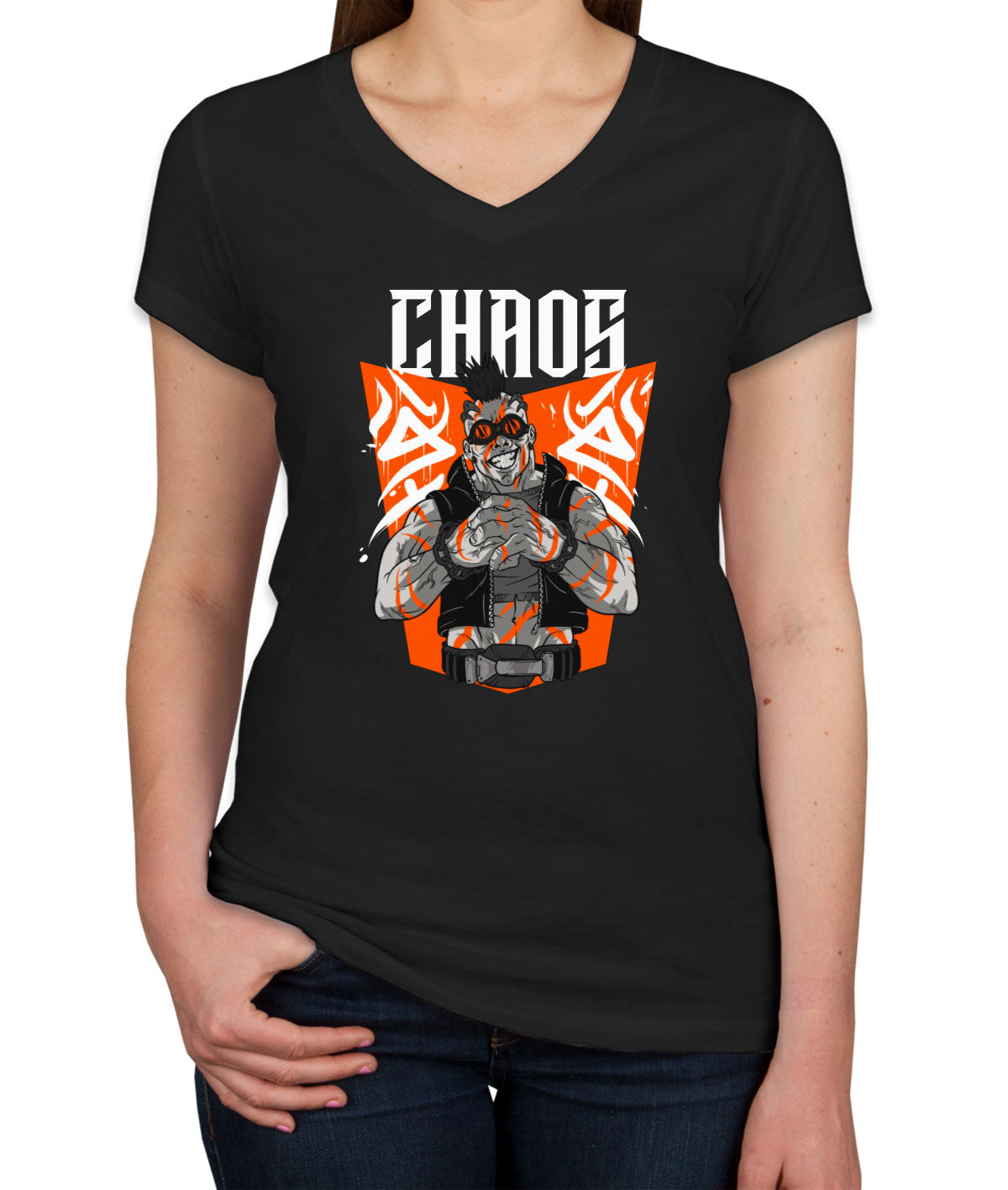 Steampunk Chaos Anime Women's V Neck T-shirt