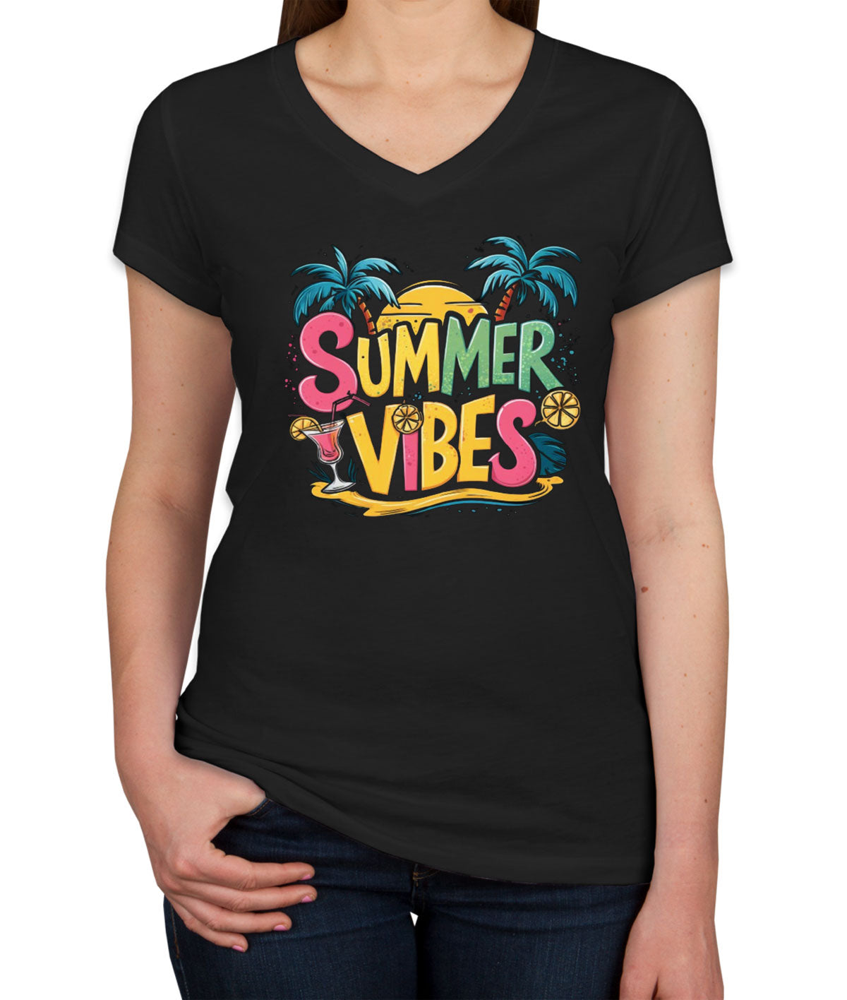 Summer Vibes Women's V Neck T-shirt