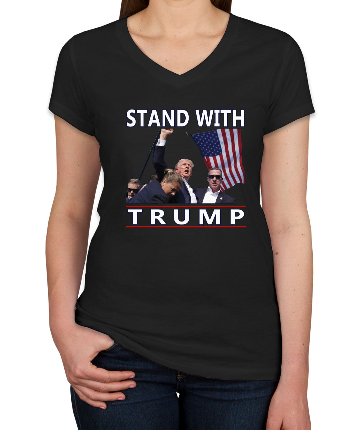 Stand With Trump Women's V Neck T-shirt