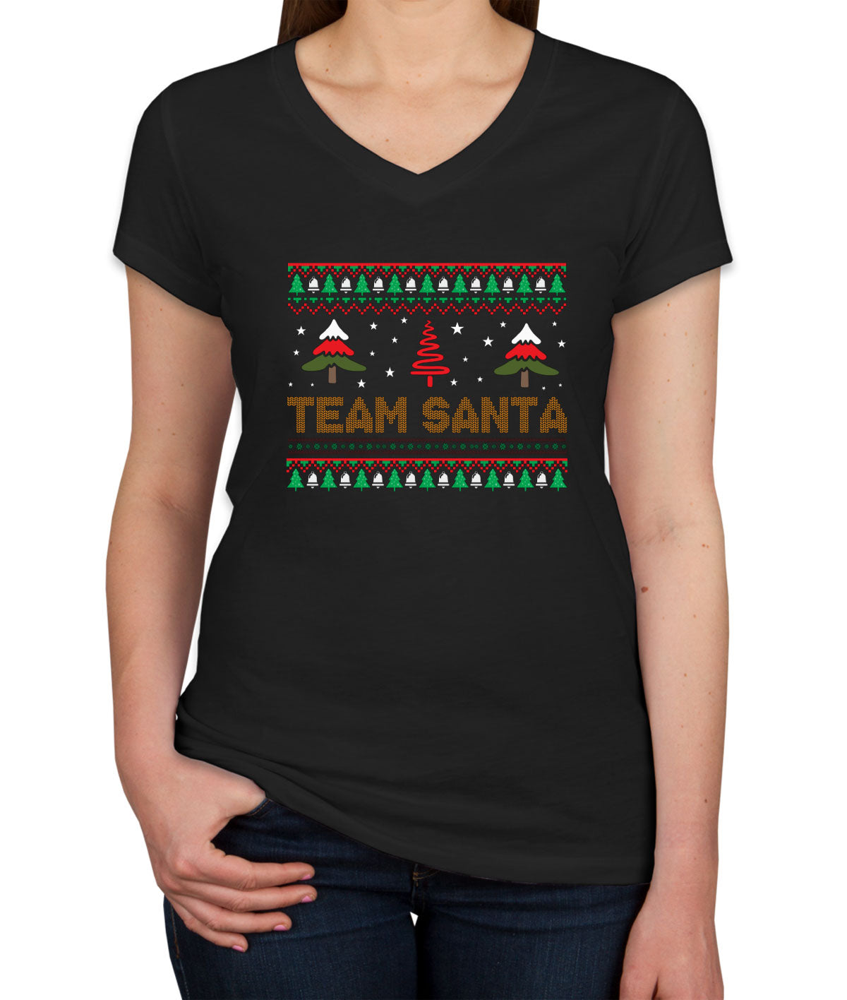 Team Santa Women's V Neck T-shirt