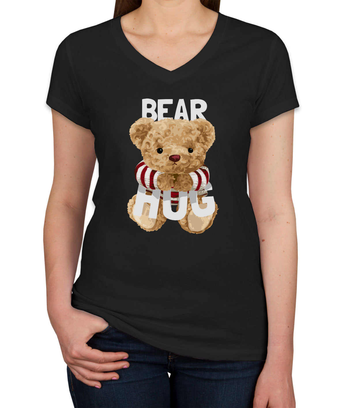 Teddy Bear Hug Women's V Neck T-shirt