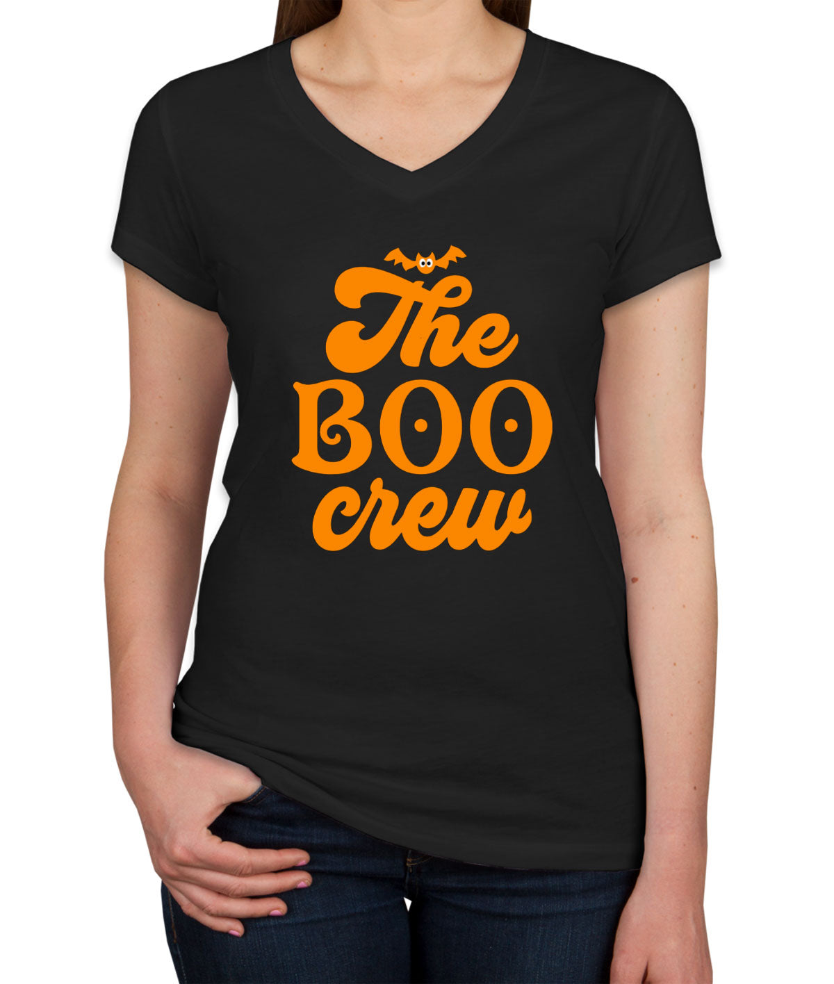 The Boo Crew Halloween Women's V Neck T-shirt