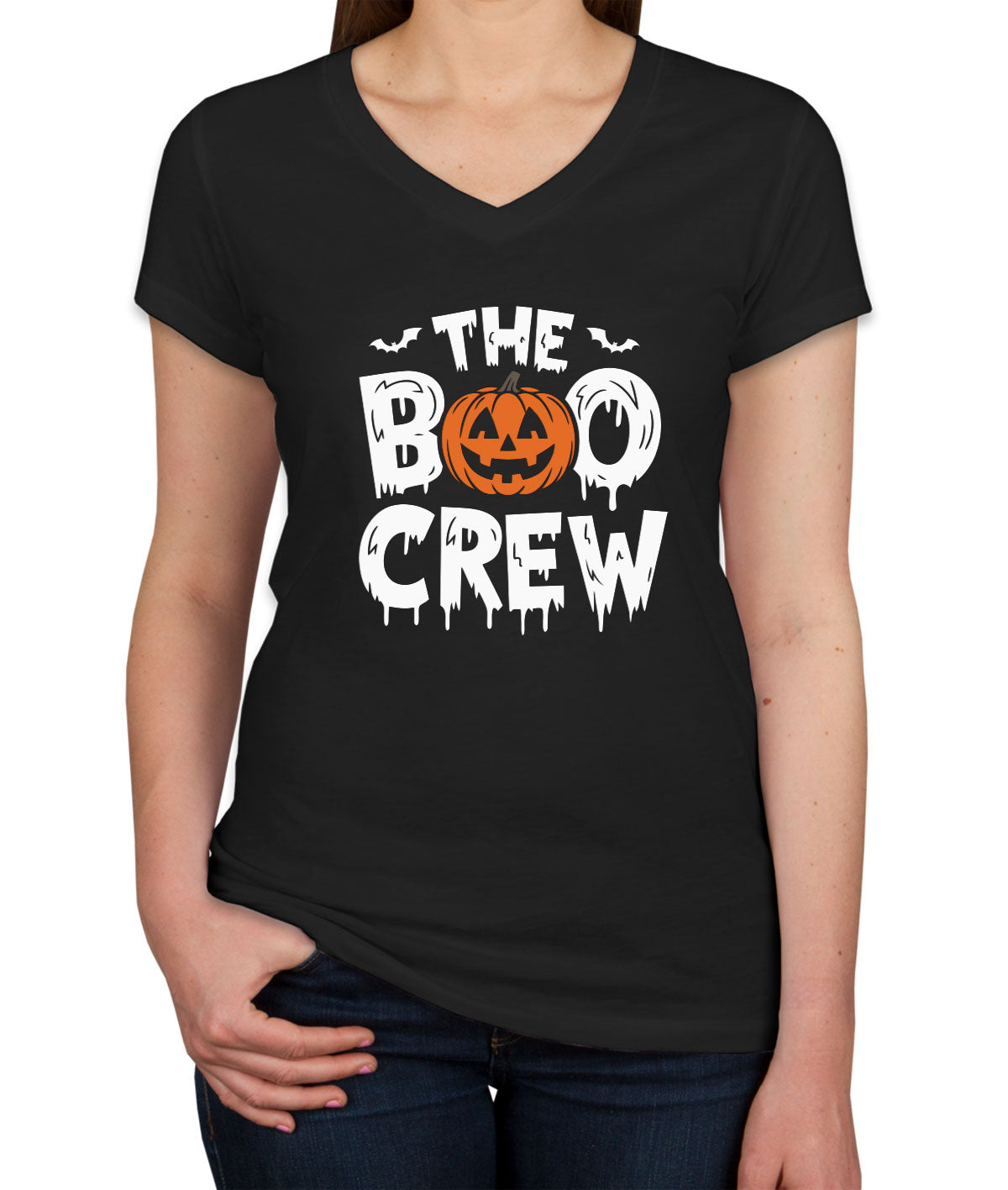 The Boo Crew Halloween Women's V Neck T-shirt