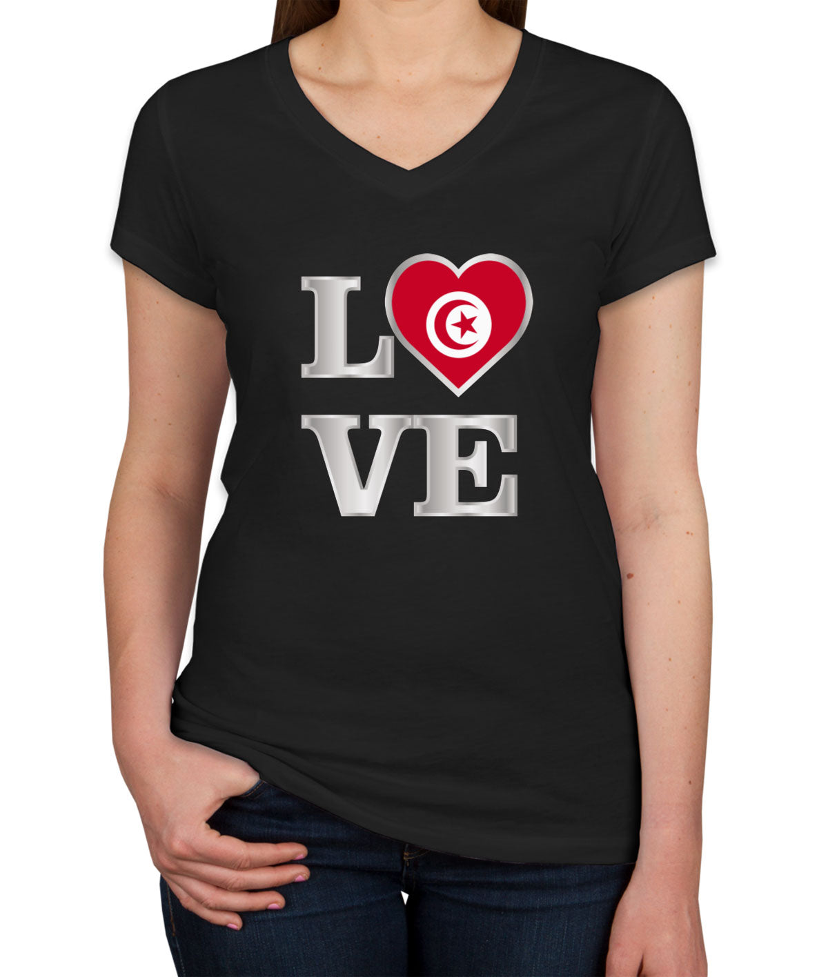 Tunisia Love Women's V Neck T-shirt