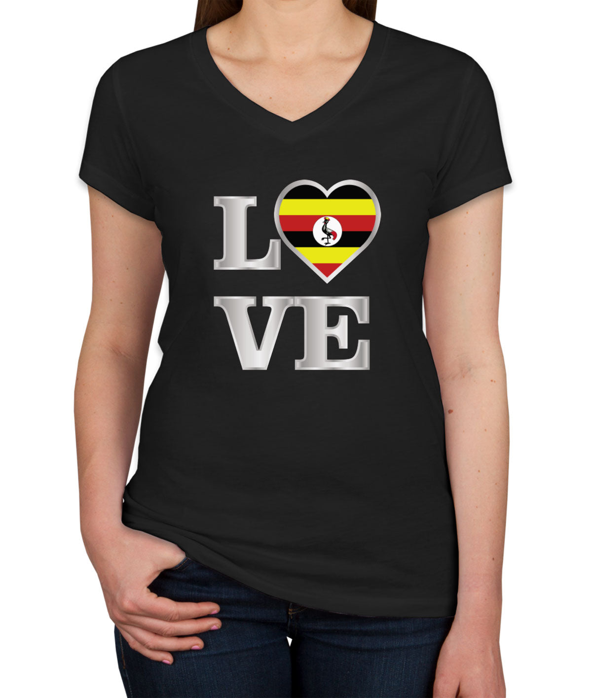 Uganda Love Women's V Neck T-shirt