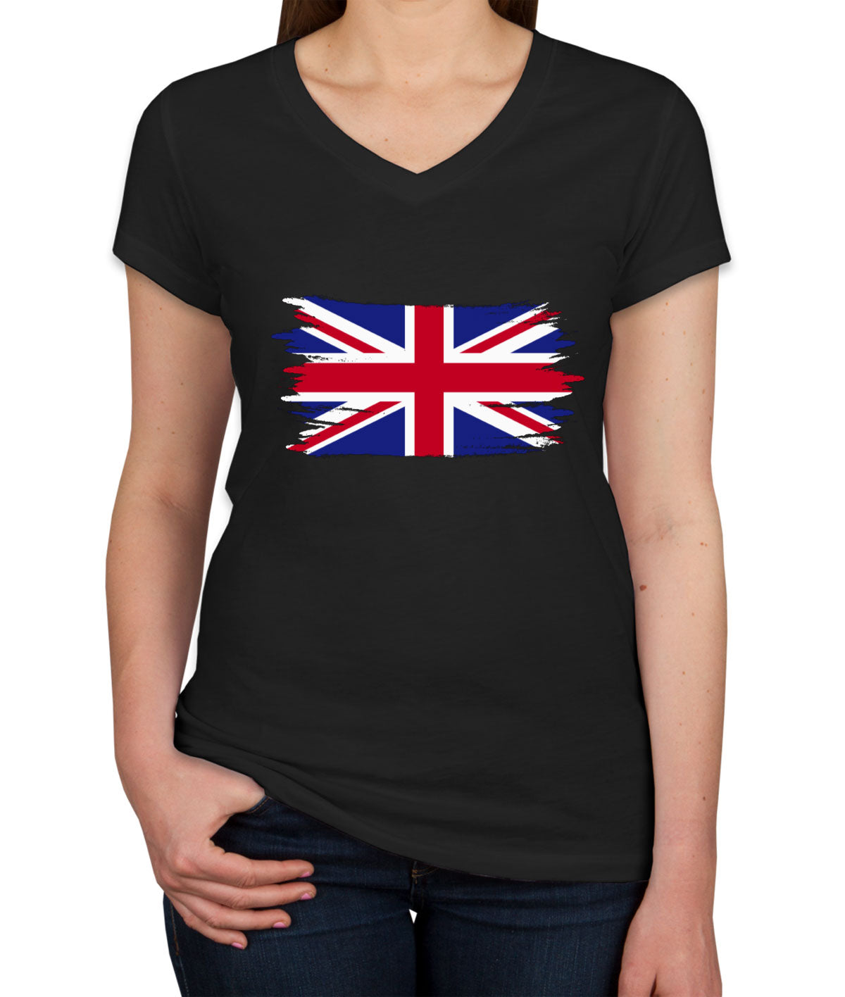 United Kingdom Flag Women's V Neck T-shirt