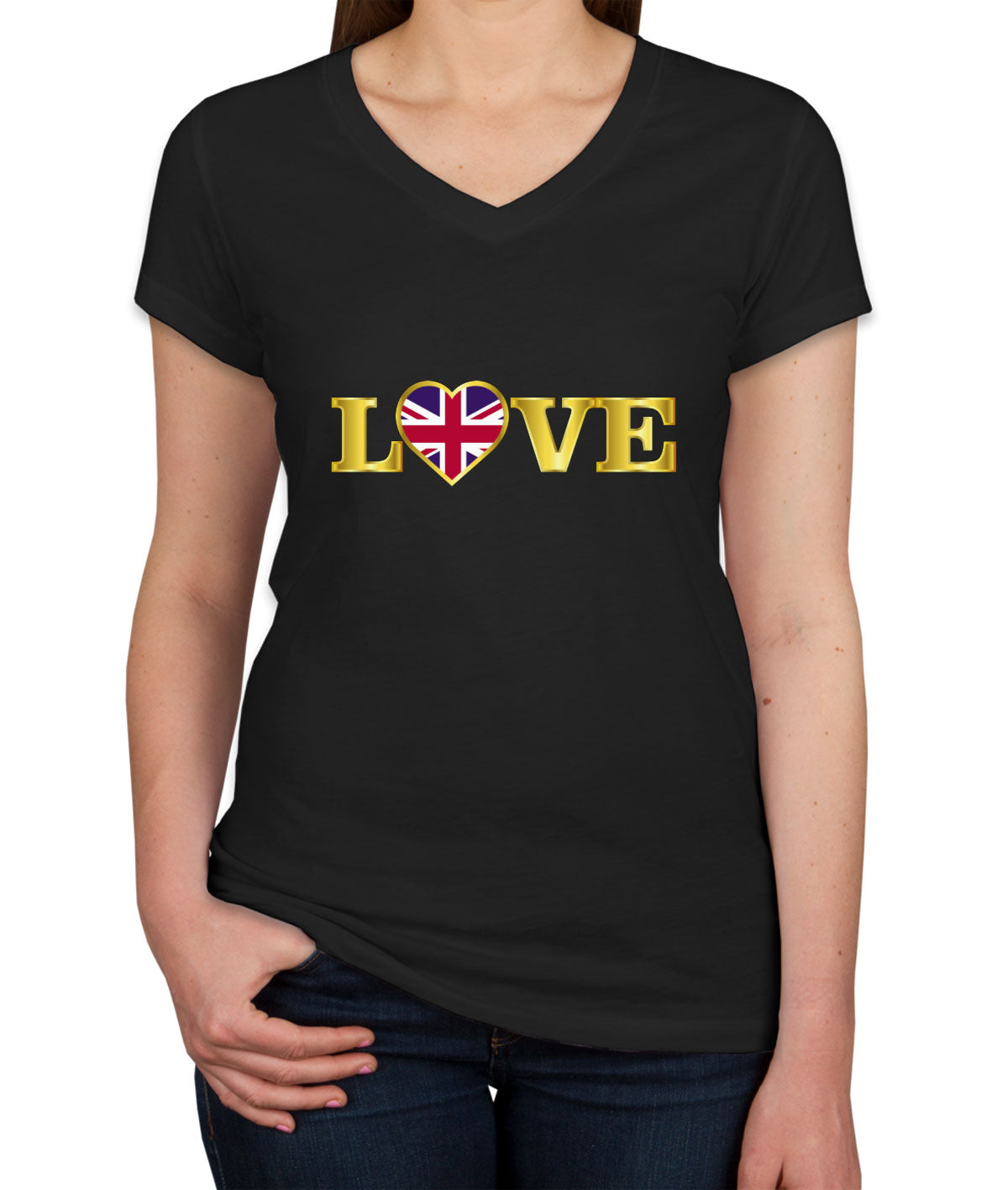 United Kingdom Love Women's V Neck T-shirt