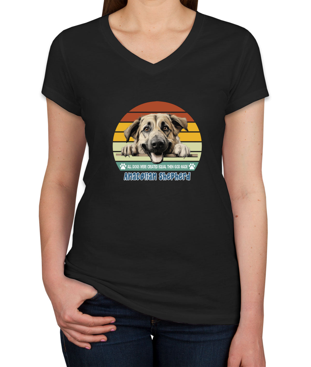 All Dogs Were Created Equal Anatolian Shepherd Women's V Neck T-shirt