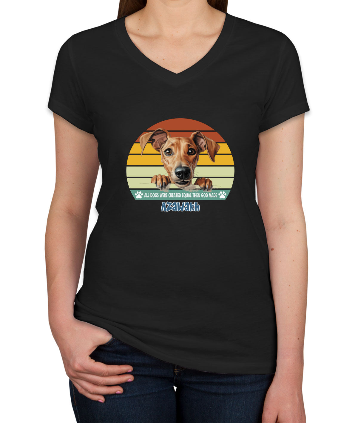 All Dogs Were Created Equal Azawakh Women's V Neck T-shirt