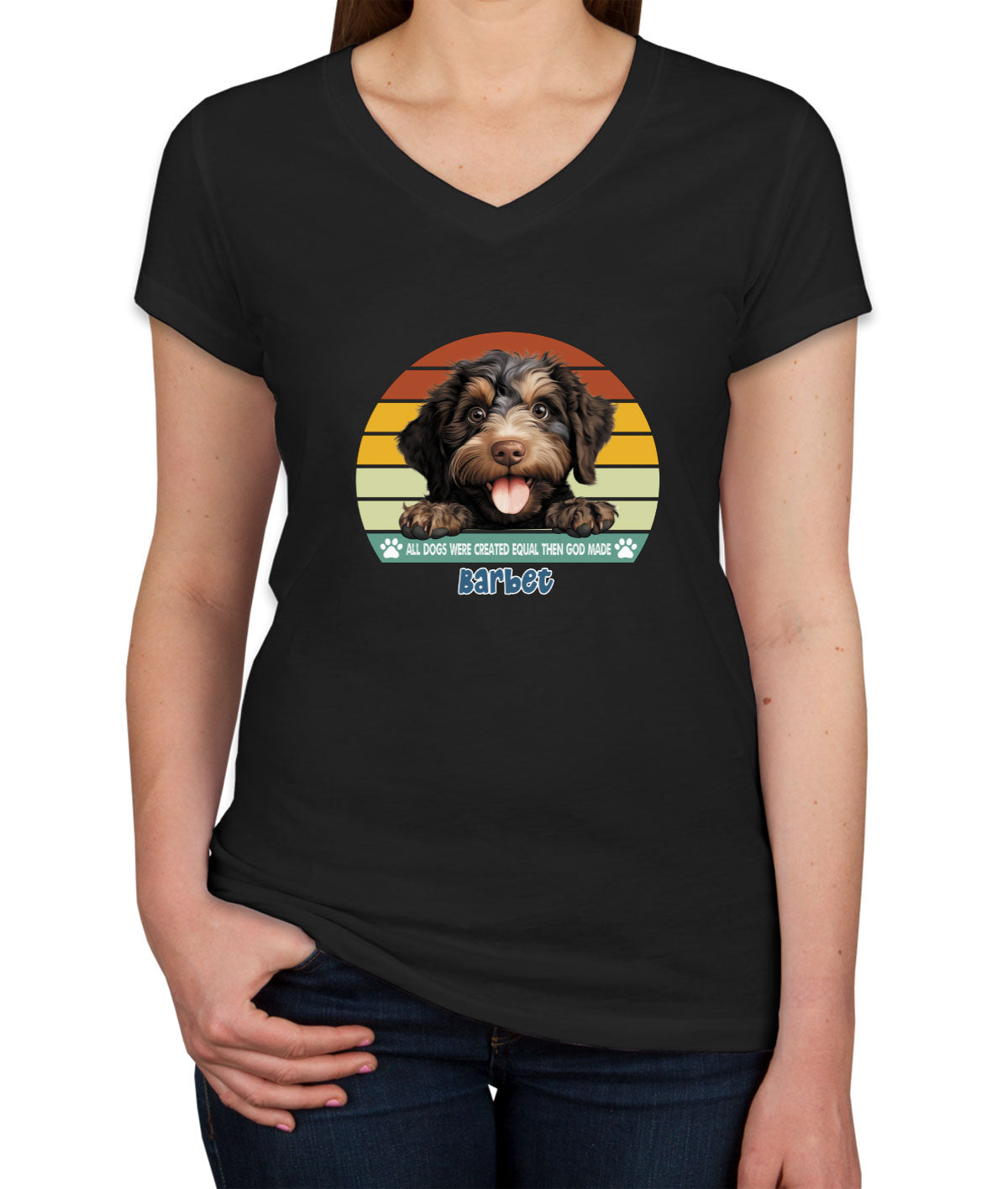 All Dogs Were Created Equal Barbet Women's V Neck T-shirt