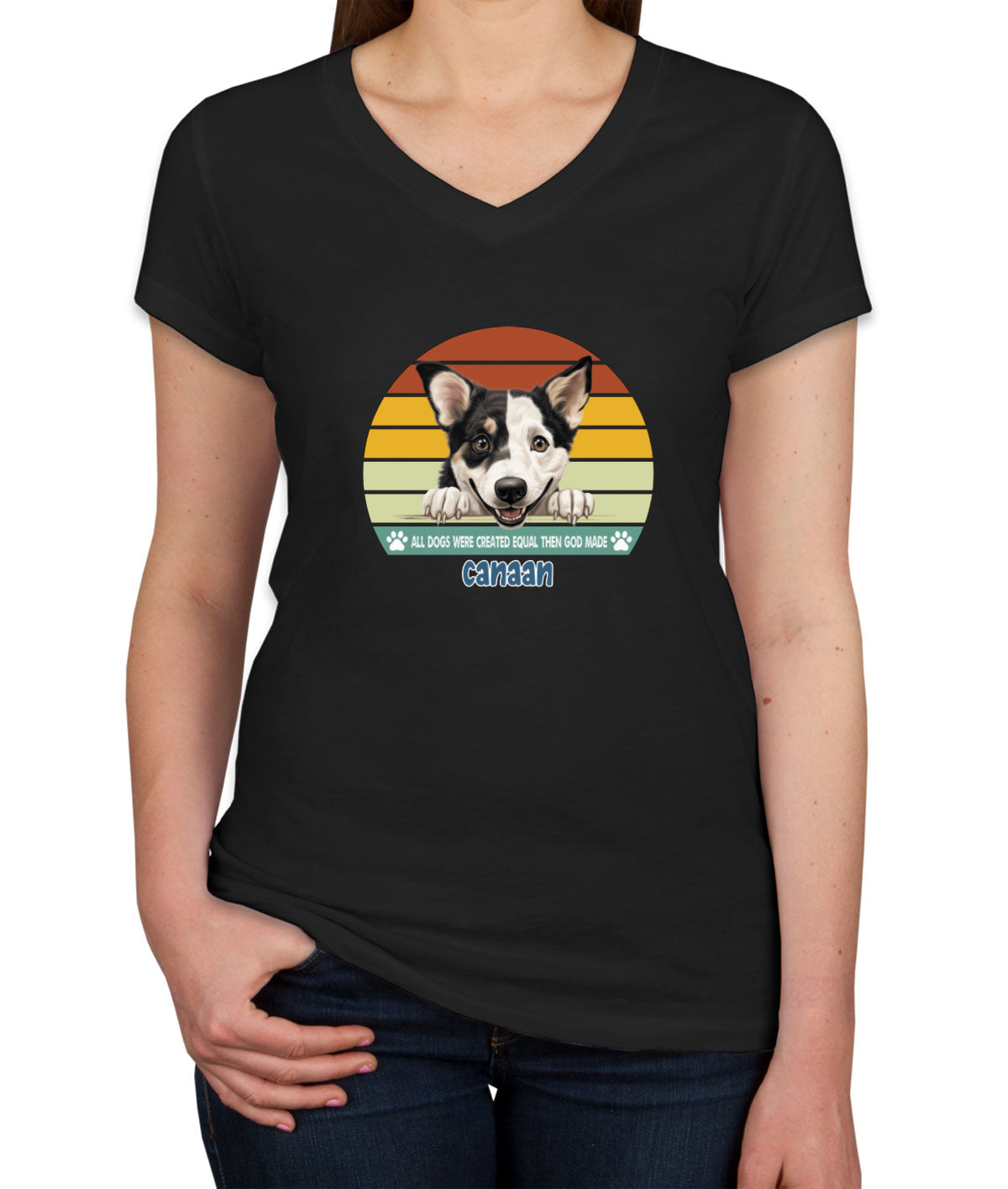 All Dogs Were Created Equal Canaan Women's V Neck T-shirt