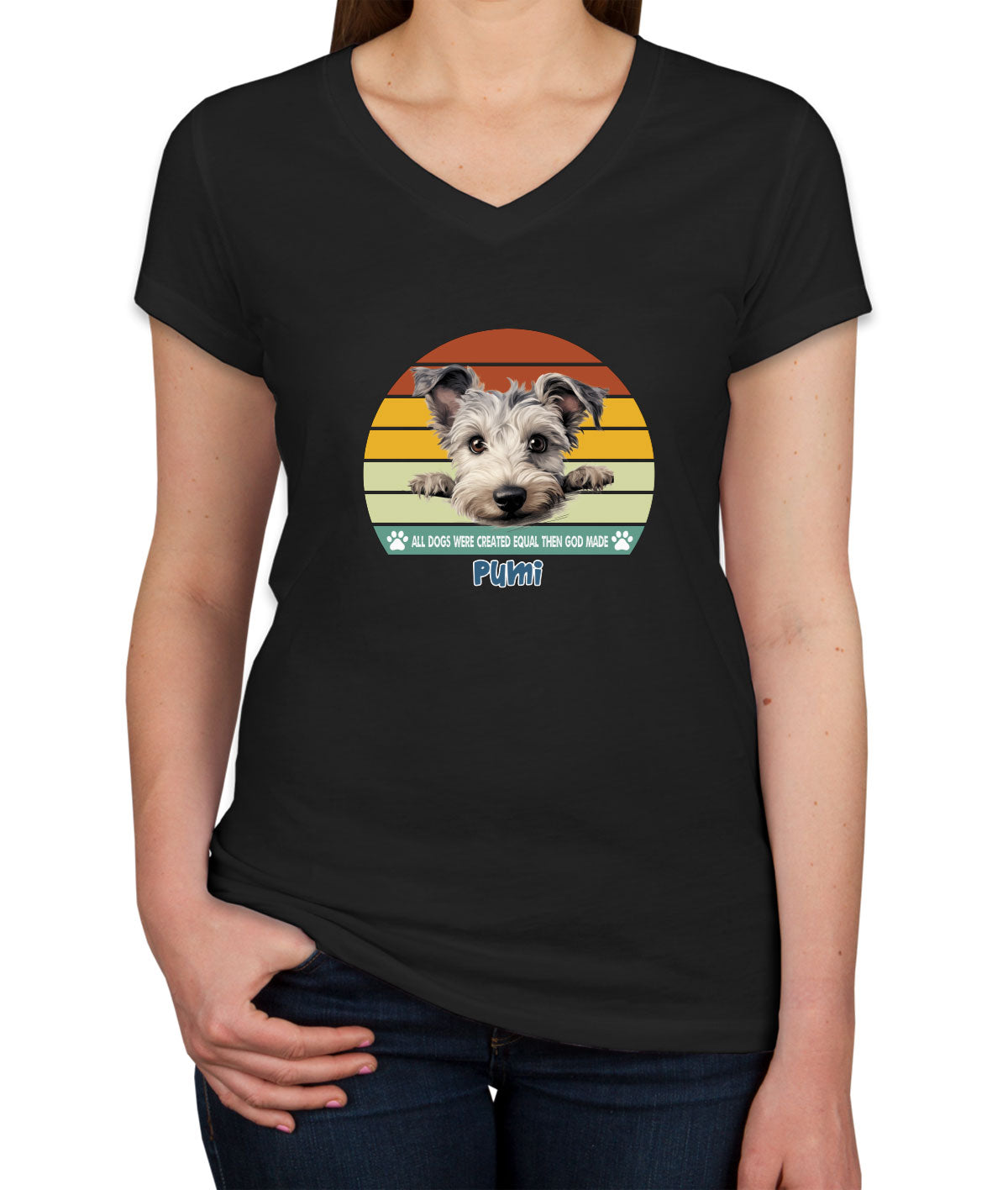 All Dogs Were Created Equal Pumi Women's V Neck T-shirt