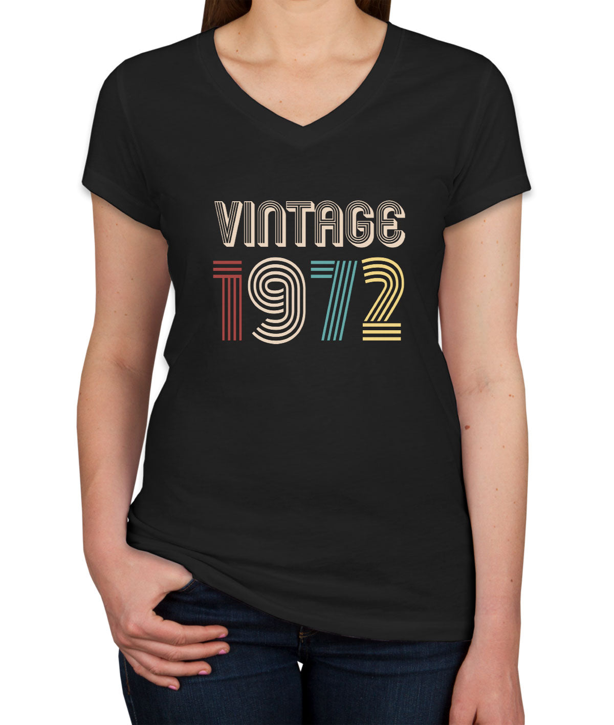 Vintage [Custom Year] Retro Birthday Women's V Neck T-shirt
