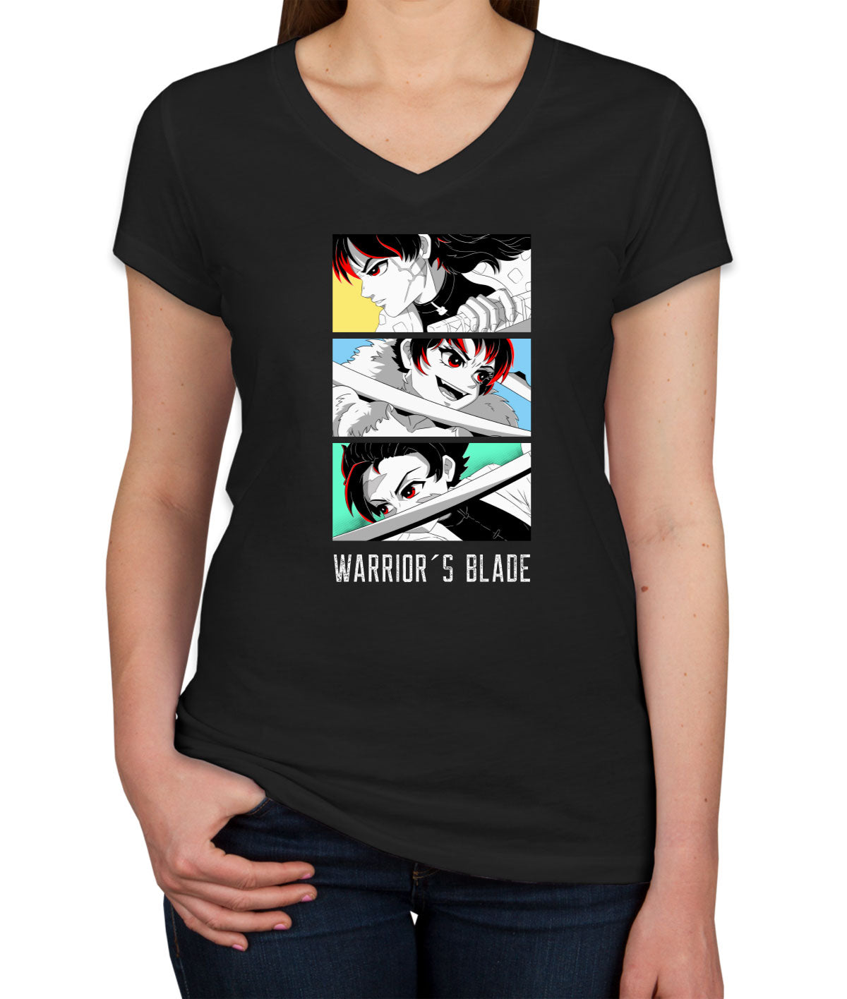 Warrior's Blade Anime Women's V Neck T-shirt