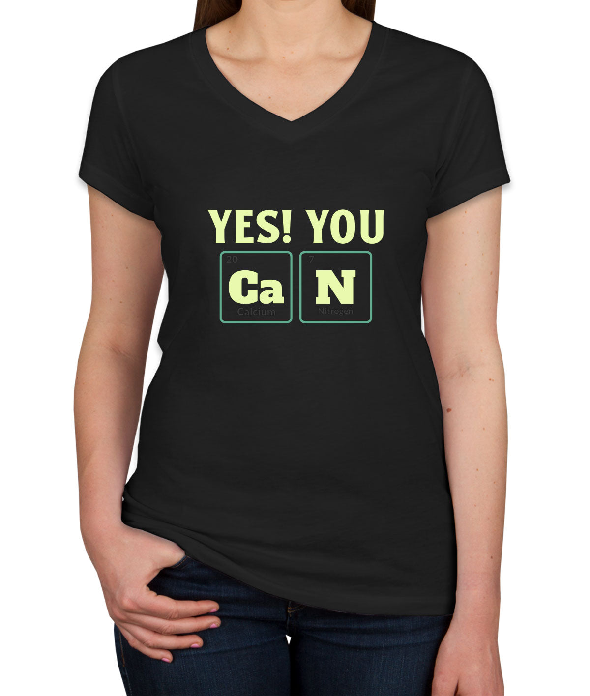 Yes You Can Funny Periodic Table Women's V Neck T-shirt