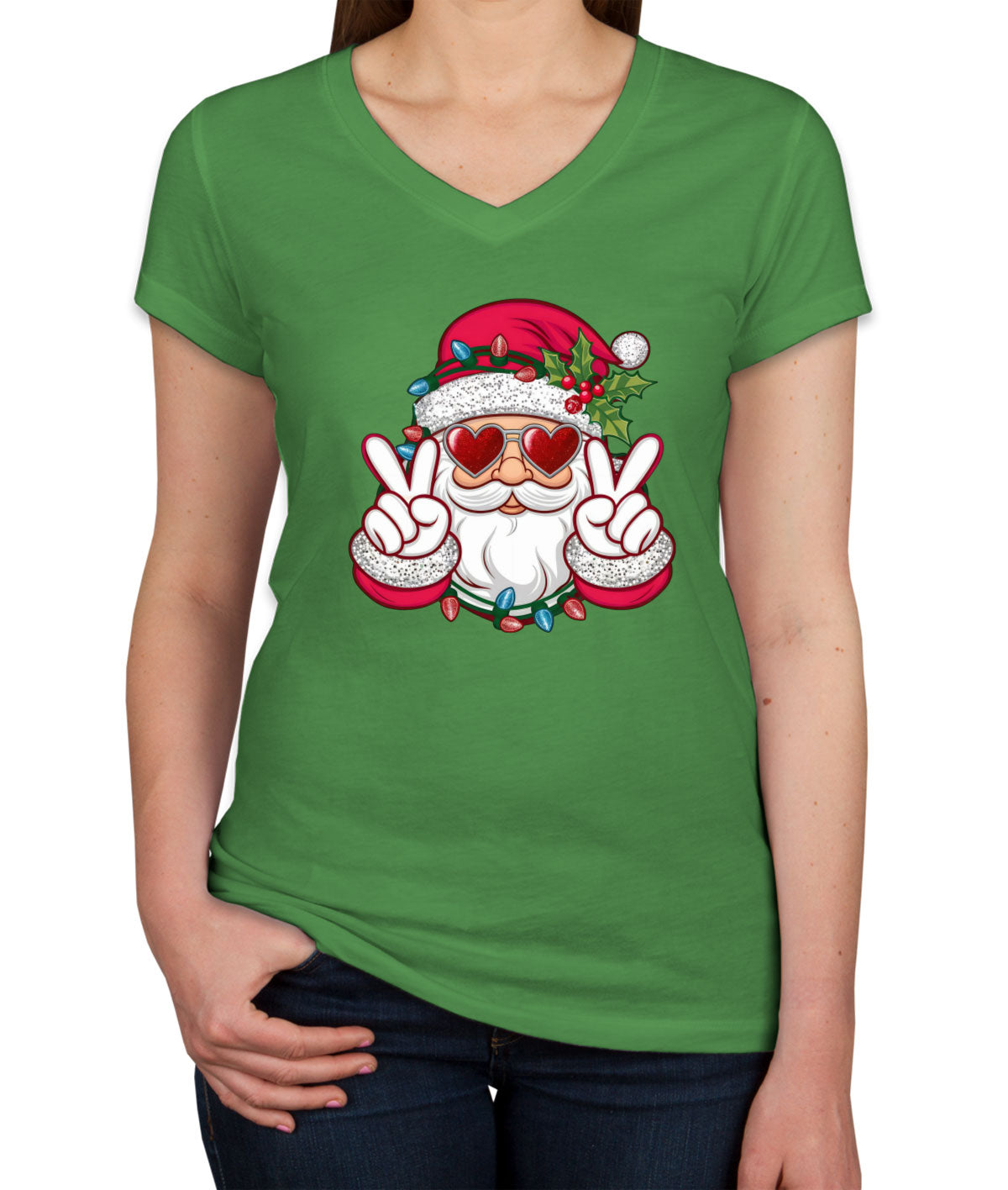 Cool Santa Claus Christmas Women's V Neck T-shirt