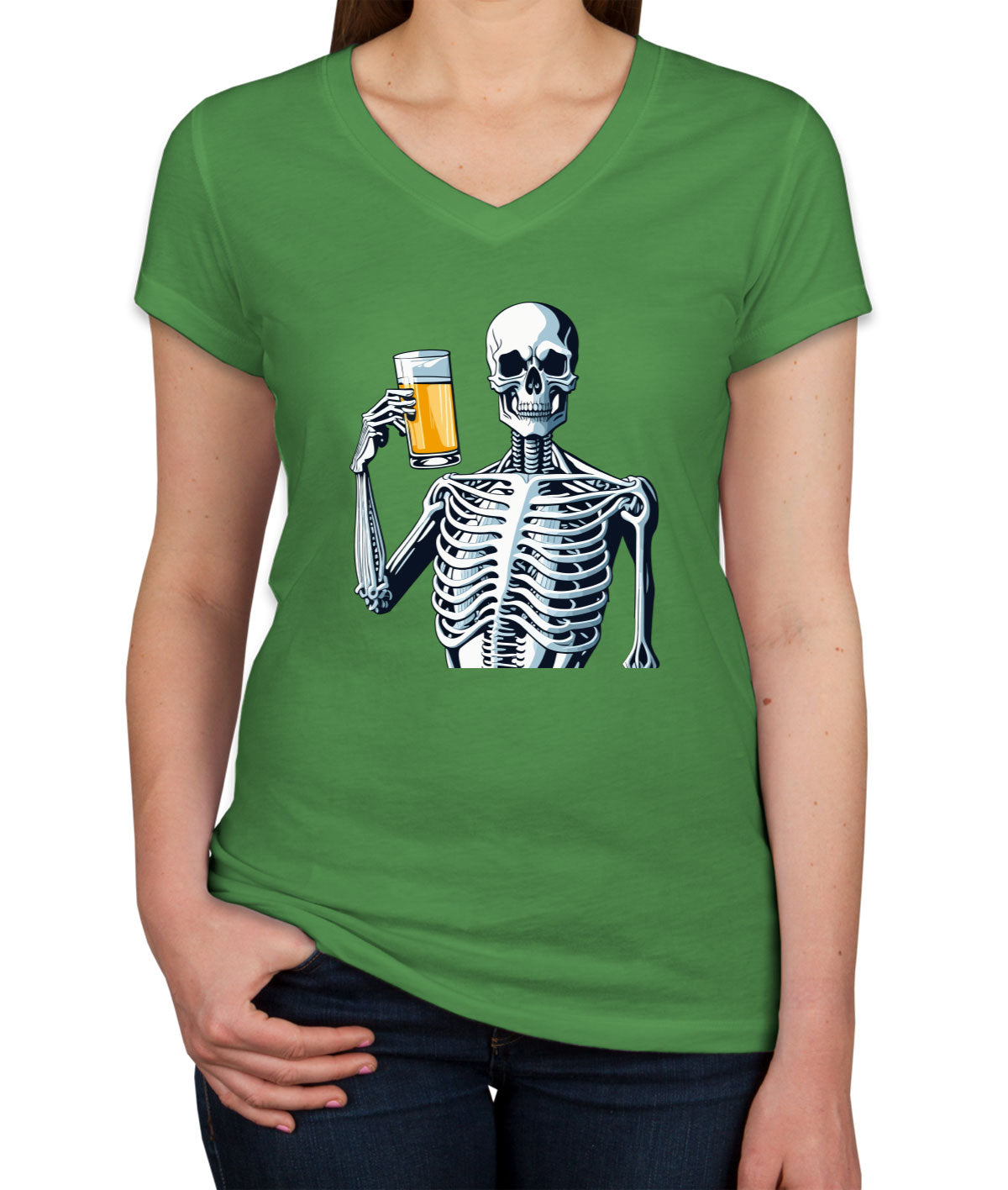 Skeleton Beer Women's V Neck T-shirt