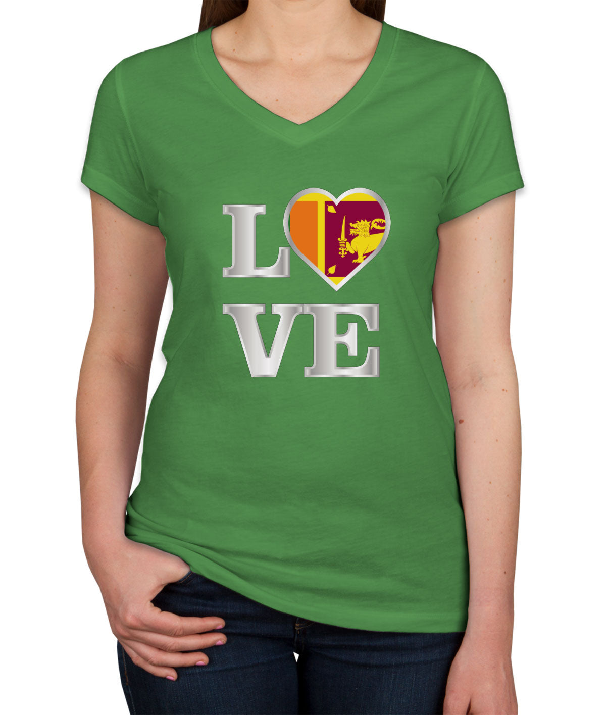 Sri Lanka Love Women's V Neck T-shirt