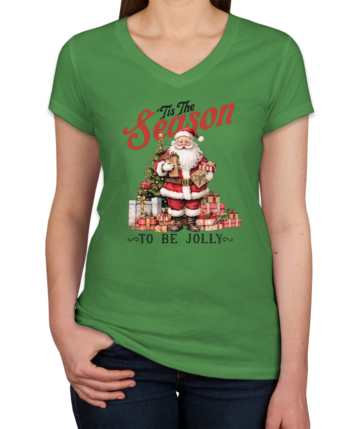 Tis The Season To Be Jolly Christmas Women's V Neck T-shirt