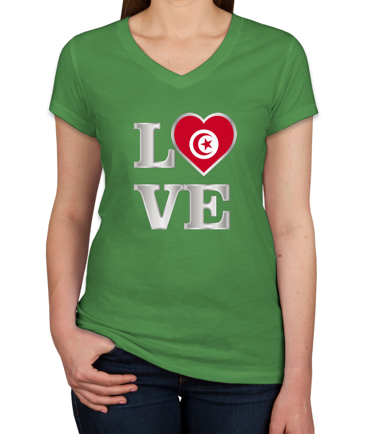 Tunisia Love Women's V Neck T-shirt