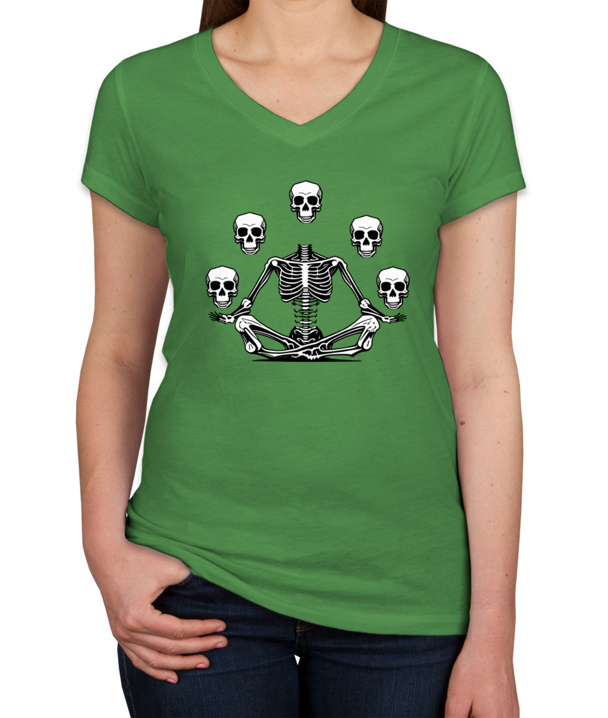 Skeleton Yoga Women's V Neck T-shirt