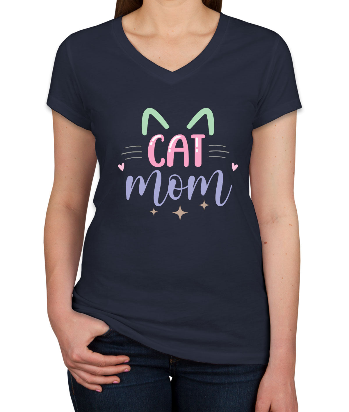Cat Mom Women's V Neck T-shirt