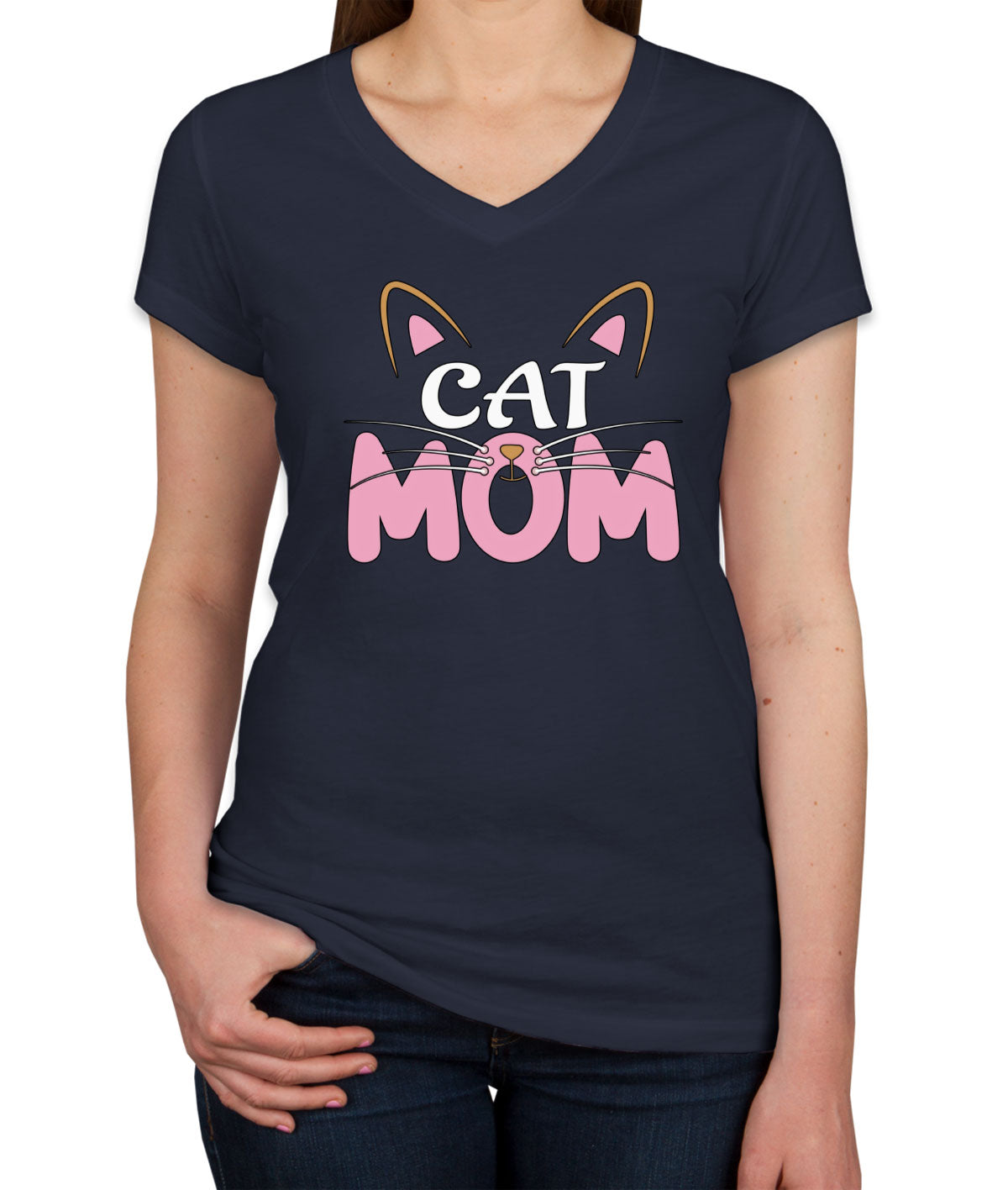 Cute Cat Mom Women's V Neck T-shirt