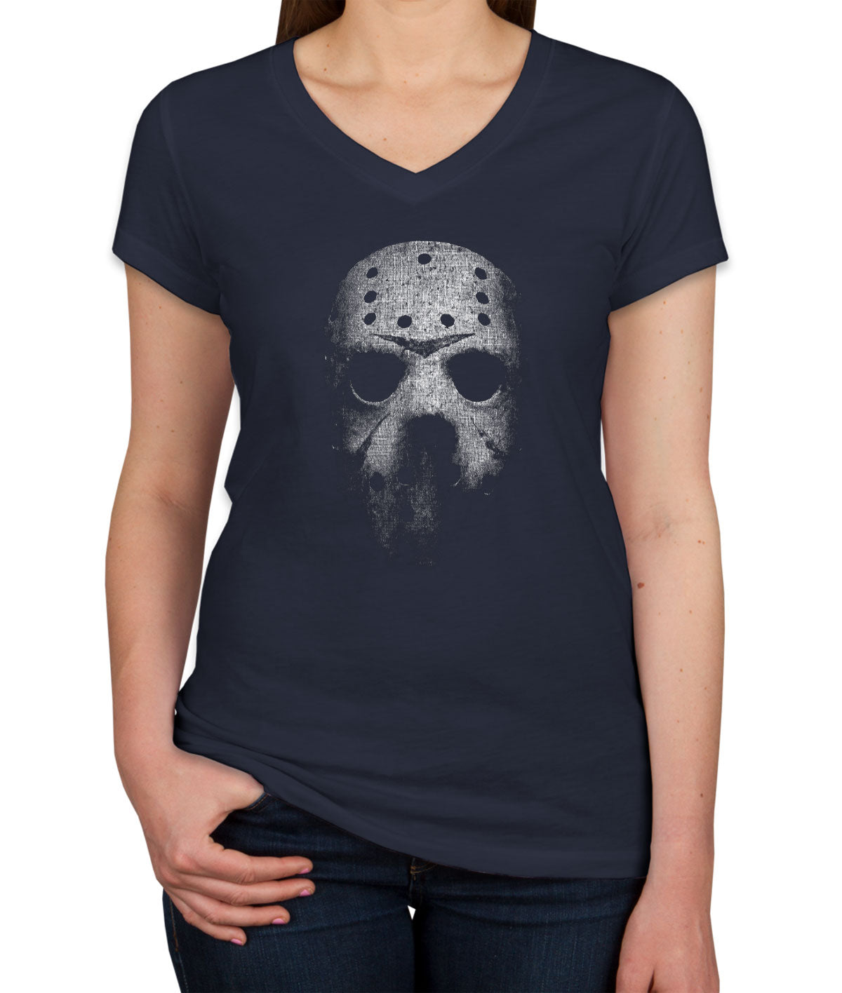 Jason Face Halloween Women's V Neck T-shirt
