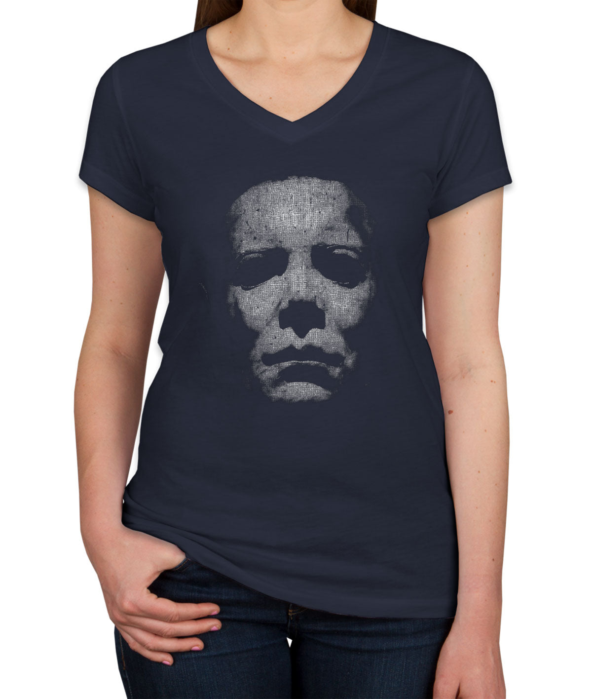 Myers Face Halloween Women's V Neck T-shirt