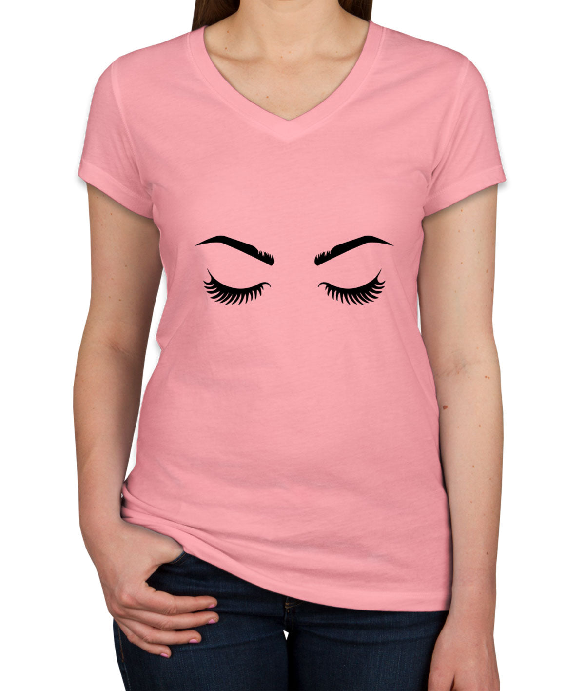 Eyelashes Women's V Neck T-shirt