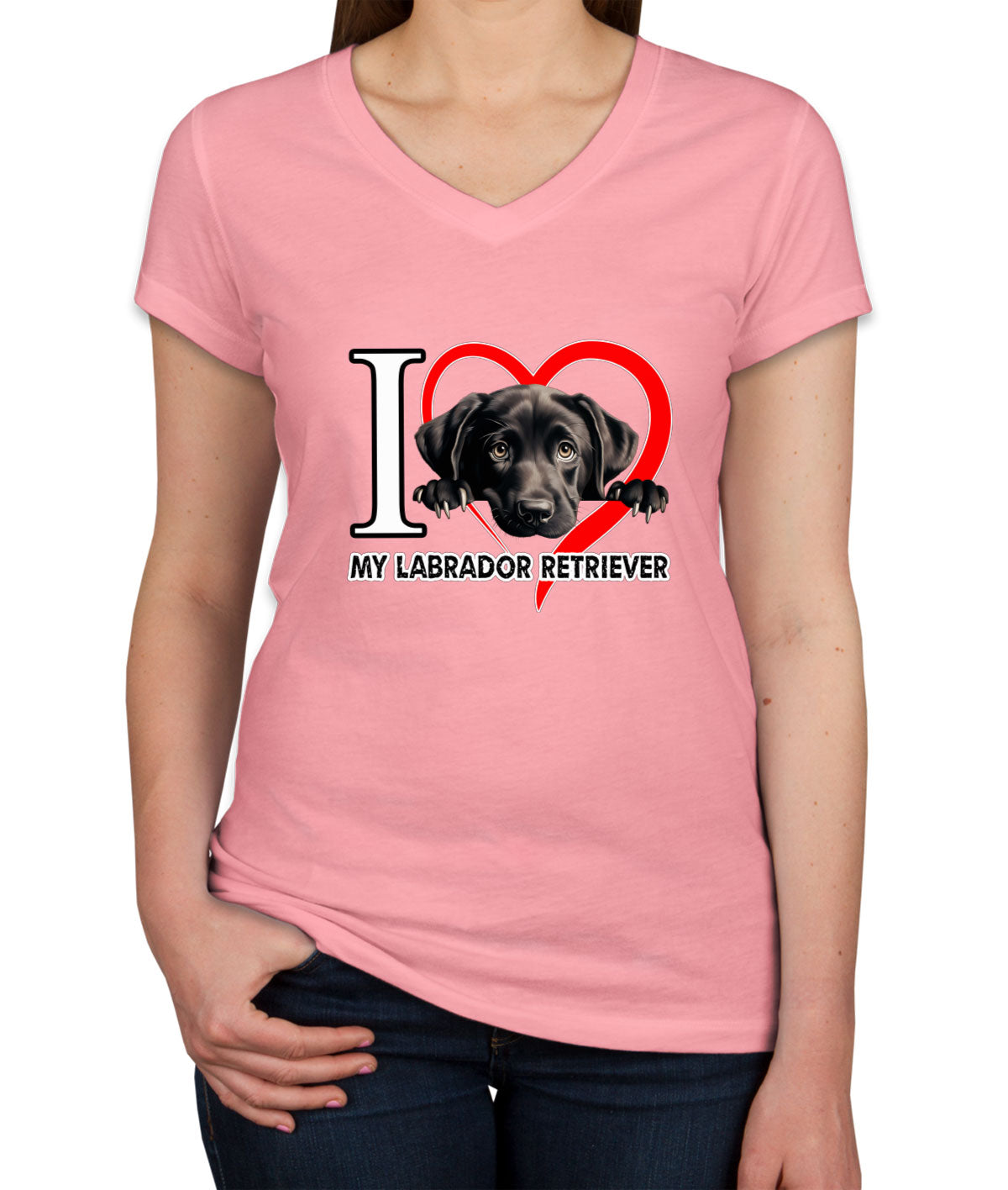 I Love My Labrador Retriever Dog Women's V Neck T-shirt