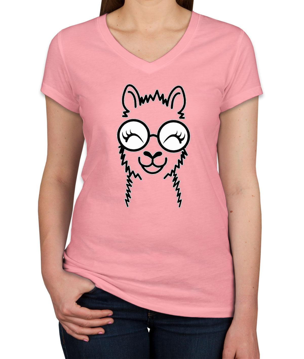 Lllama Smile Women's V Neck T-shirt