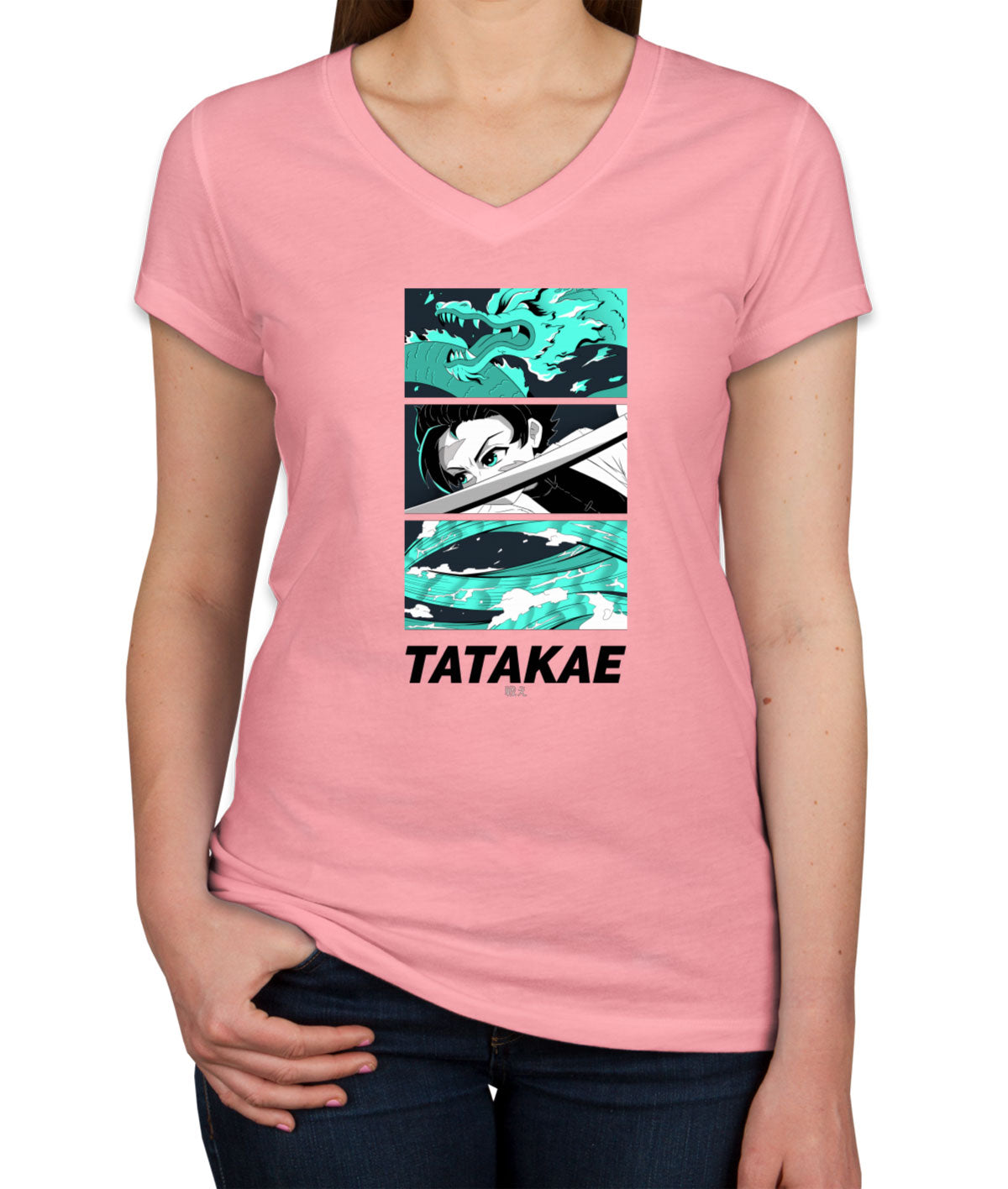 Tatakae Anime Women's V Neck T-shirt