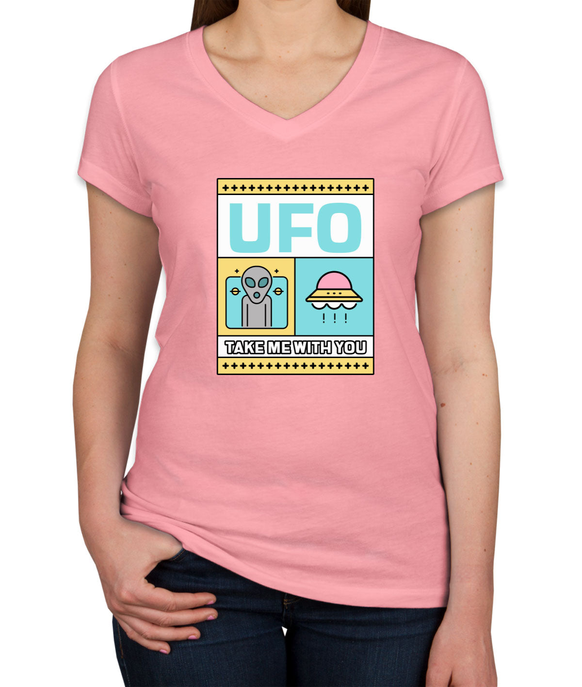 UFO Take Me With You Women's V Neck T-shirt