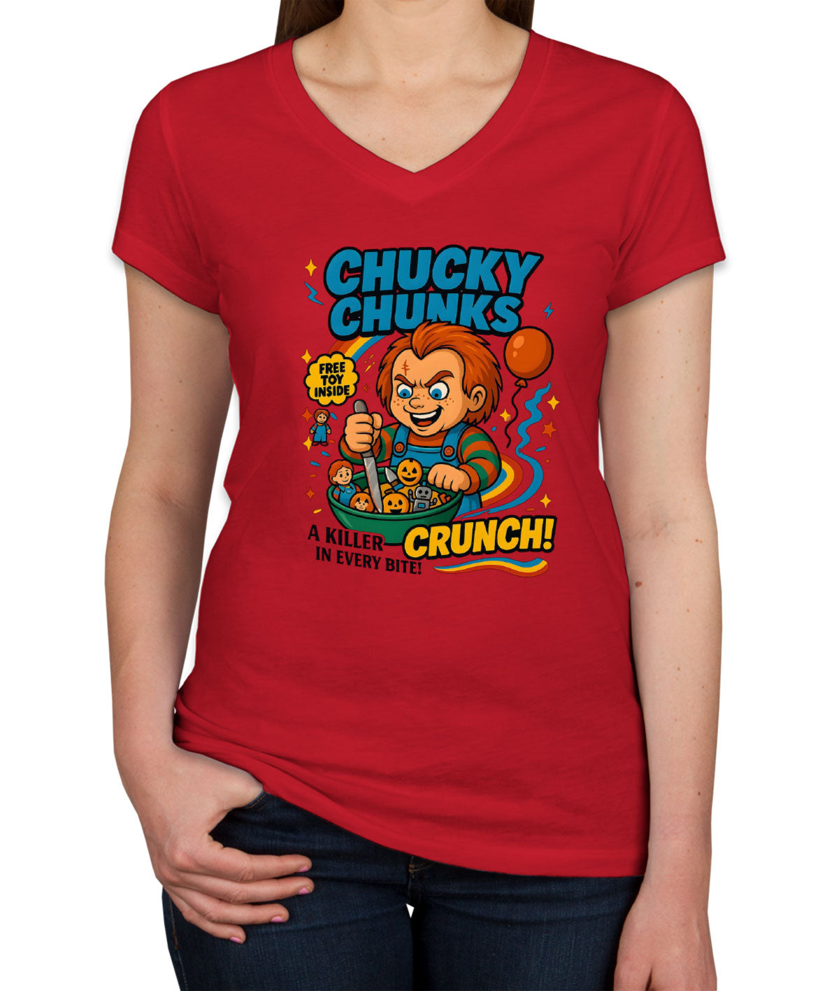 Chucky Chuncks Halloween Women's V Neck T-shirt