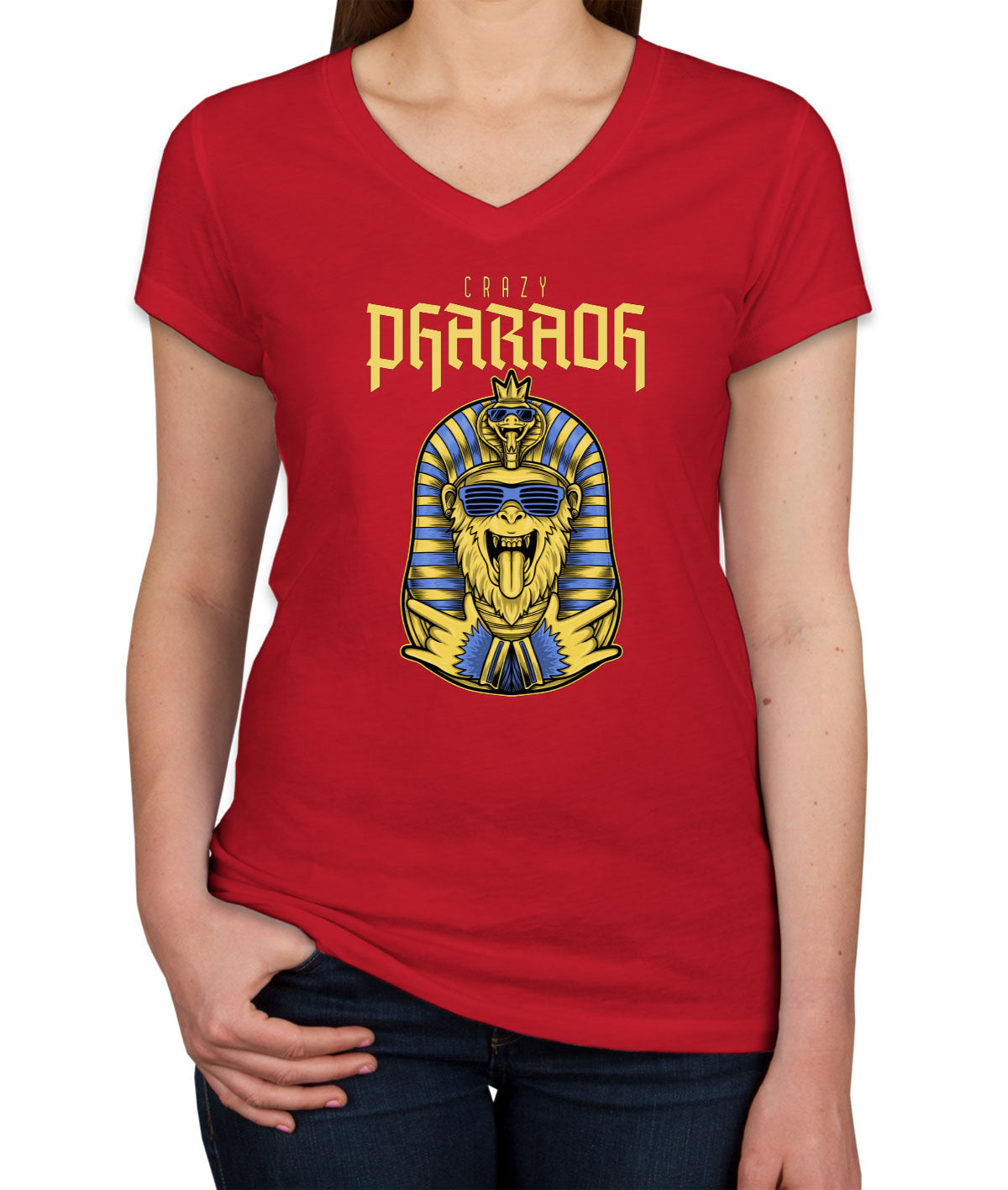 Crazy Pharaoh Women's V Neck T-shirt
